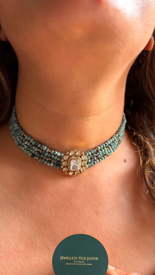 Lv peeli polki colourful pearl choker Necklace