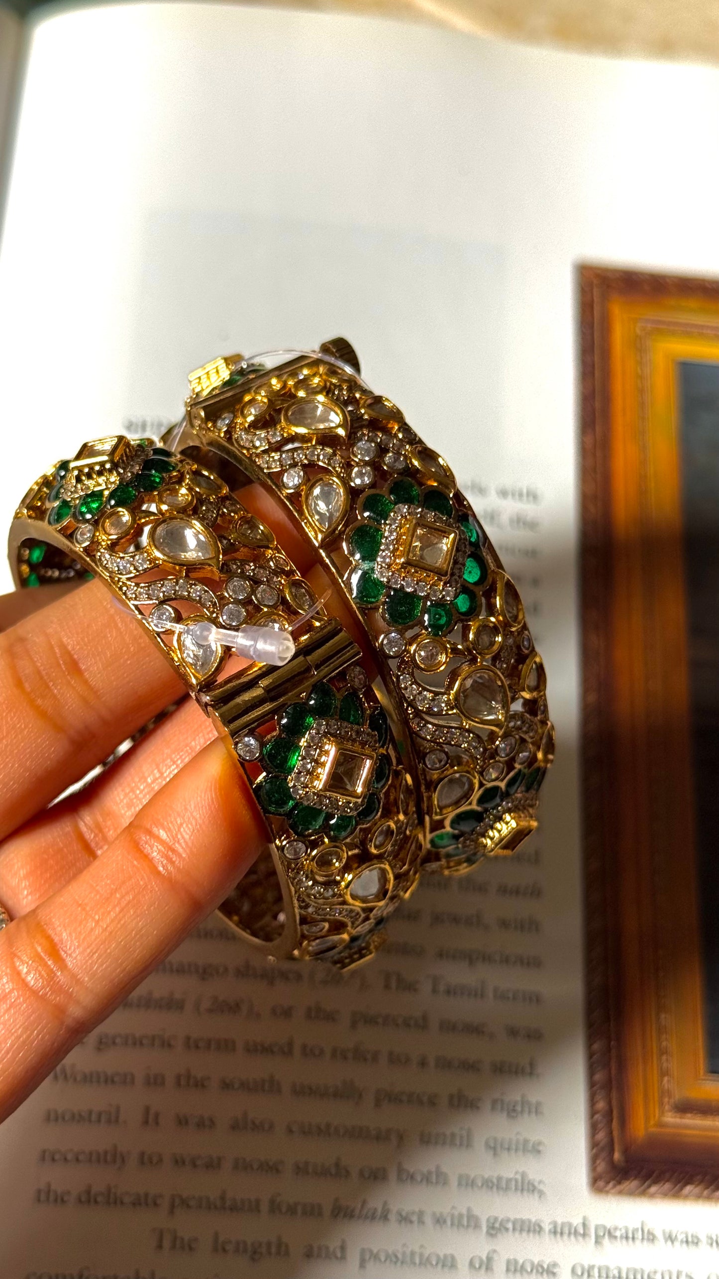 Emerald victorian polki bangles