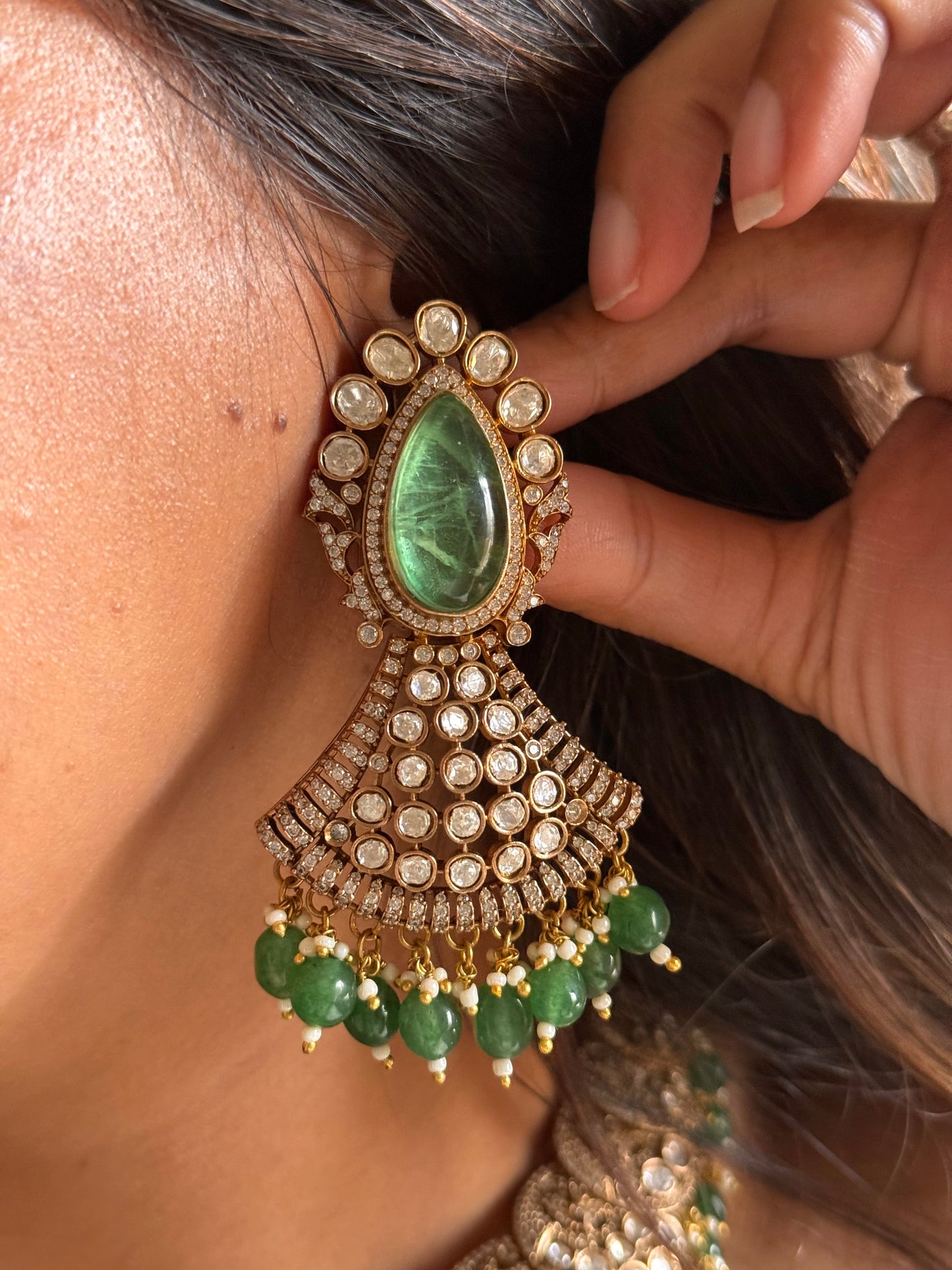 Emerald Victorian designer  collar Necklace