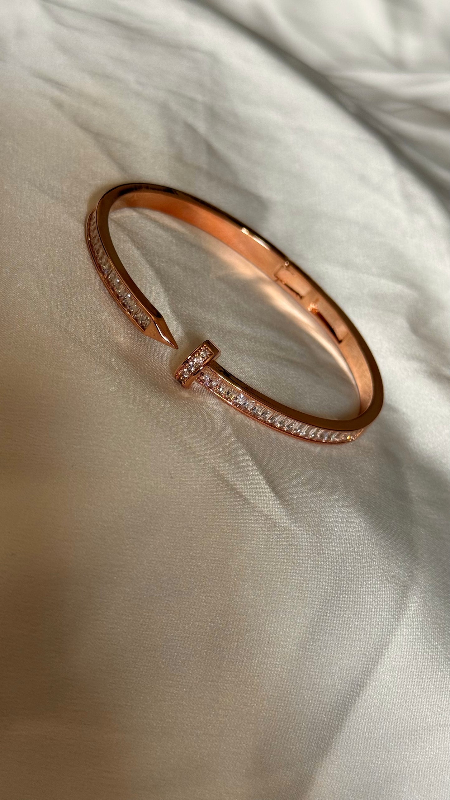 Rose Gold Tone Open Nail Bracelet