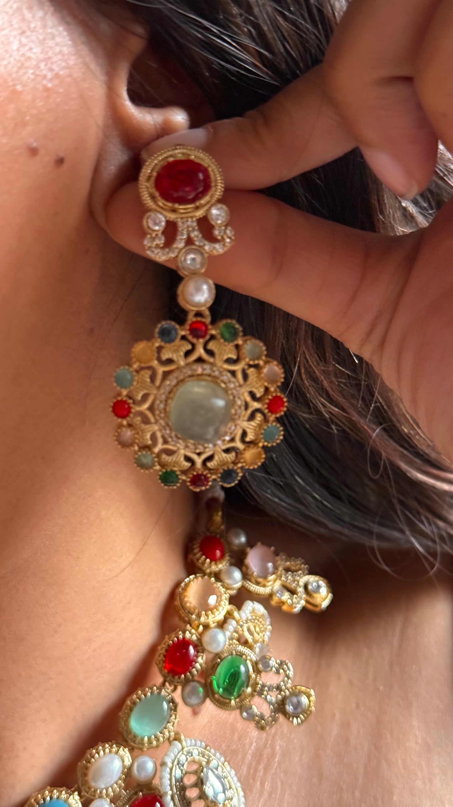 Sabyasachi inspired navratna(mint) Necklace