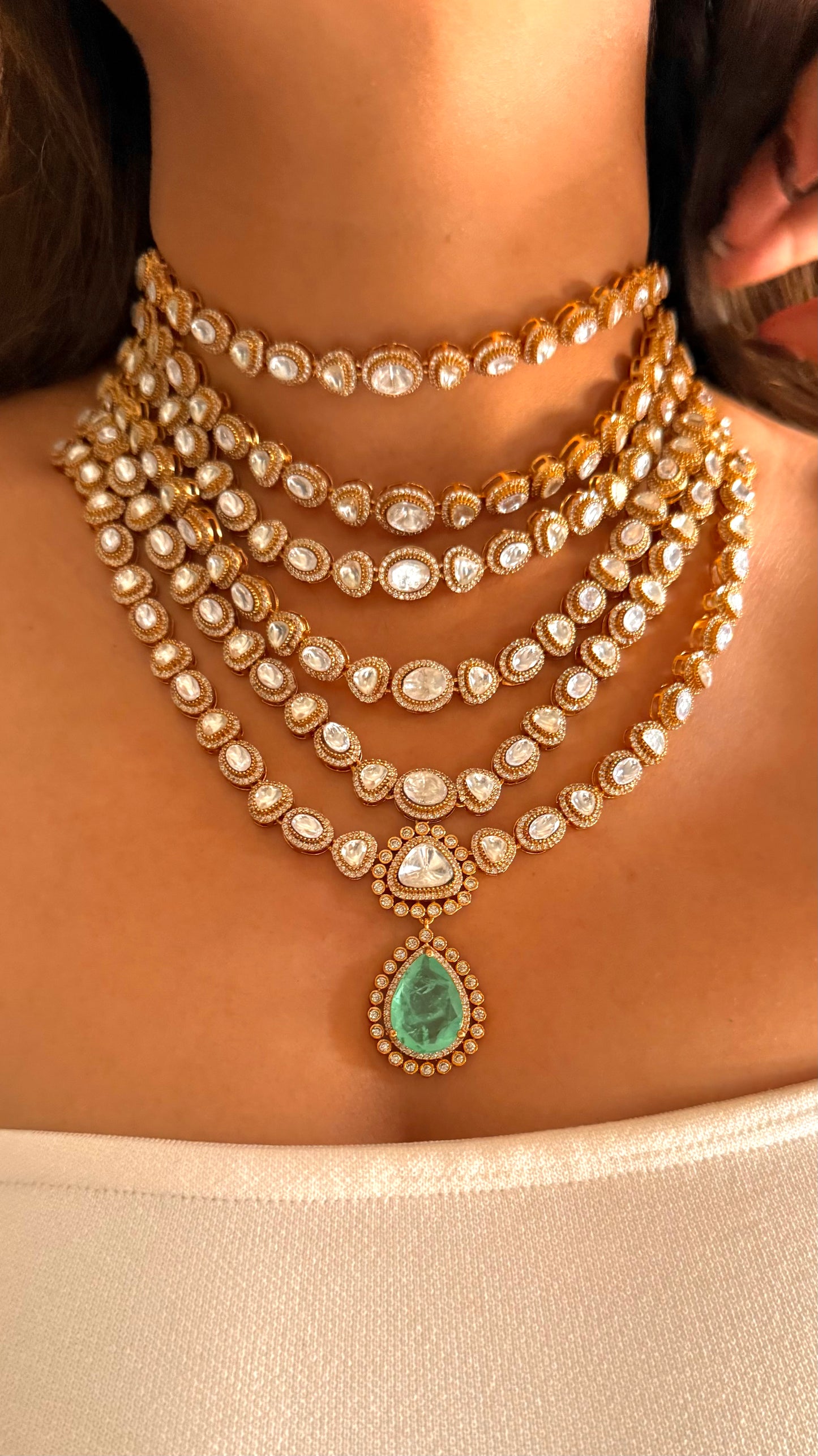 Mint doublet 6 layer Moissanite set