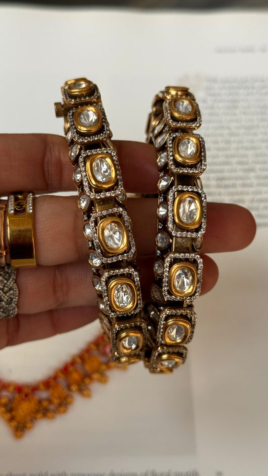 Real moissanite polki bangdi