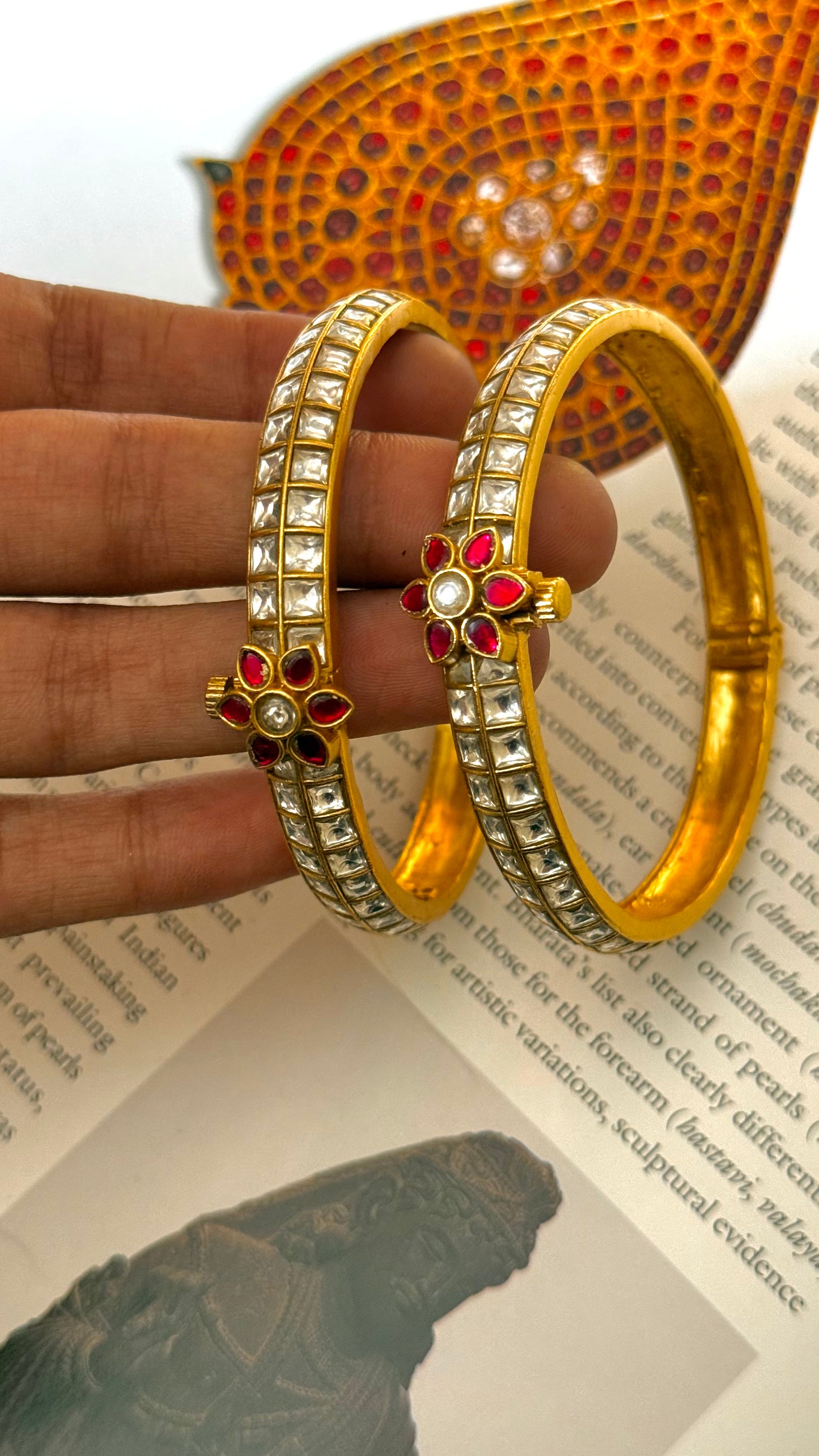 Rani pink floral detailing paachi bangles
