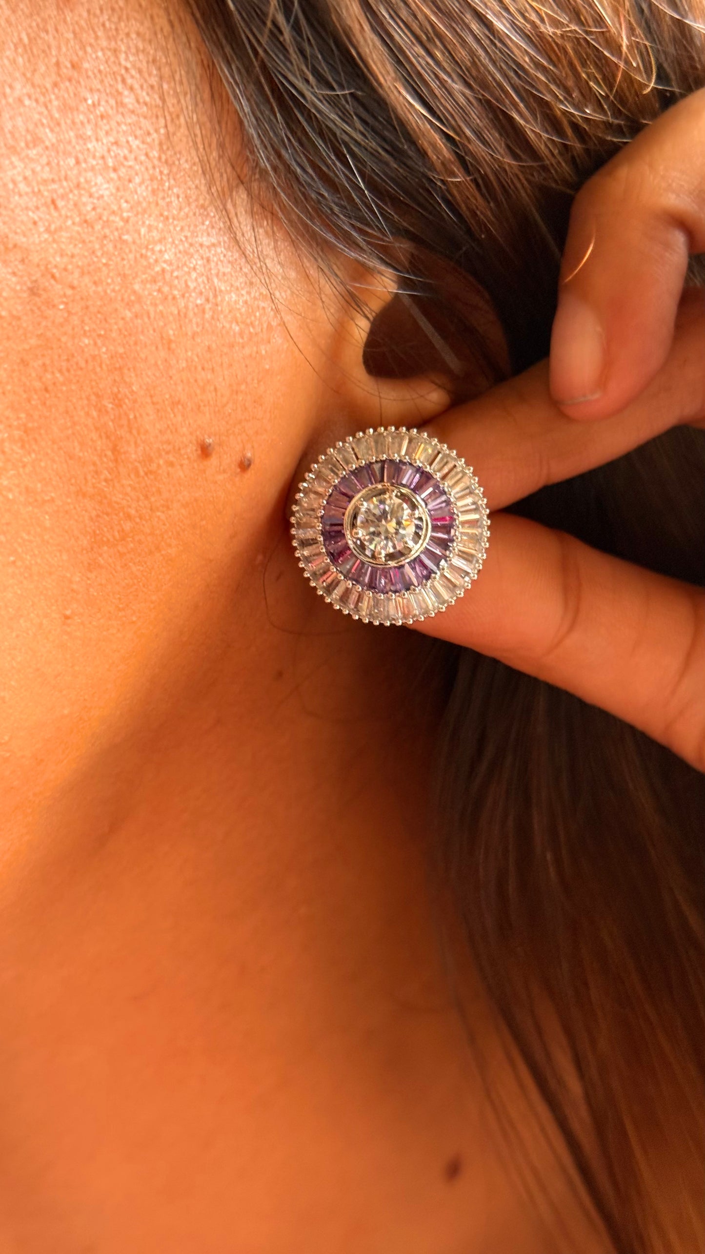 Tanzanite diamond studs