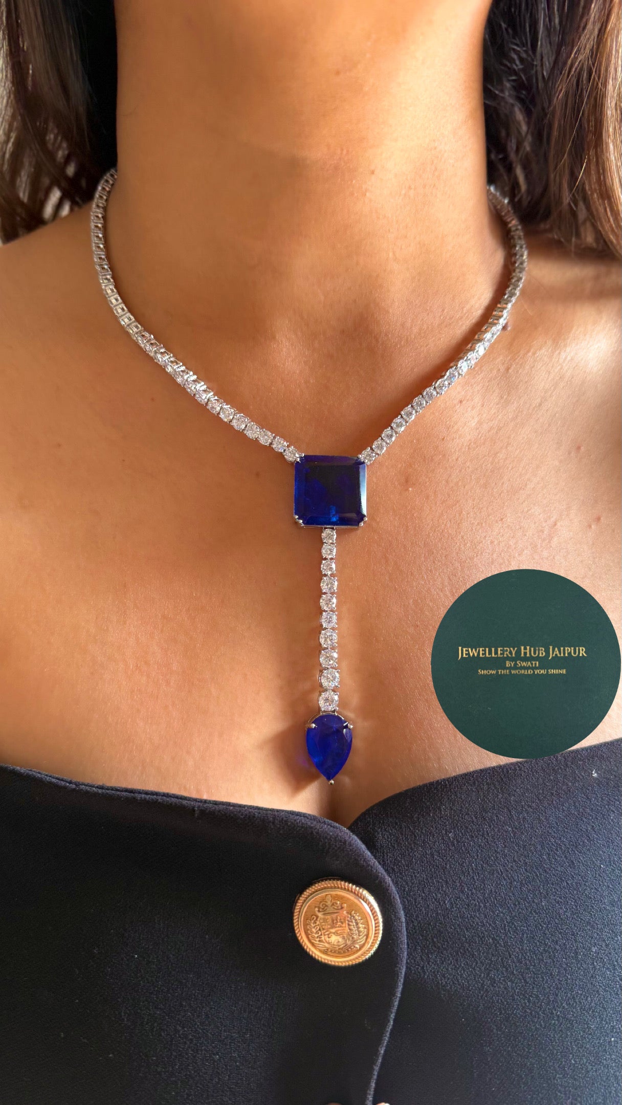 sapphire doublet diamond statement necklace