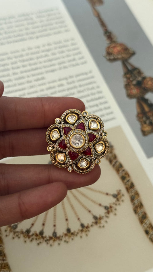 Ruby floral moissanite Victorian ring