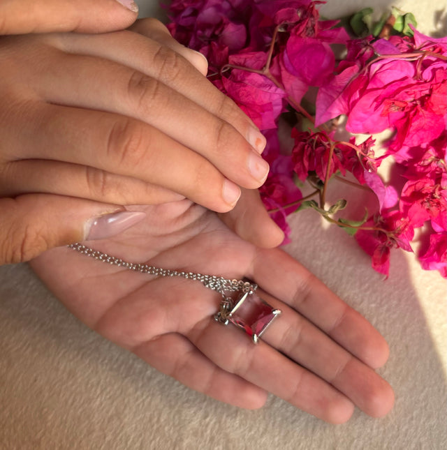 Rose quartz ombre necklace