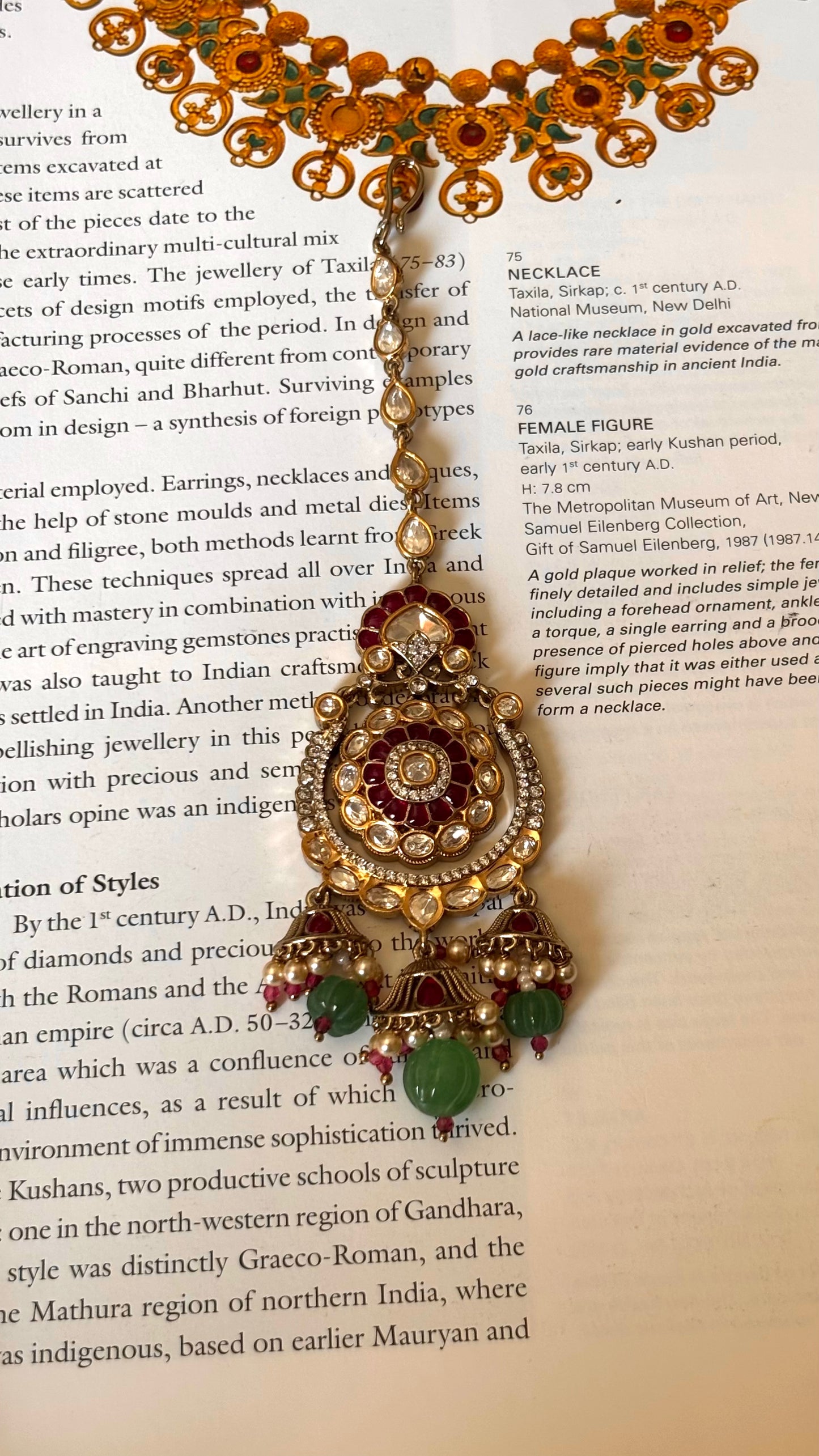 Ruby & mint drops katdana moissanite Maangtika