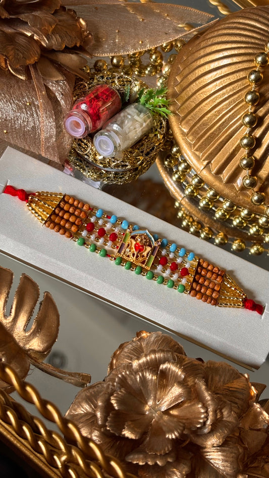 Lord ganesha multicoloured rakhi ( shipping will be extra )