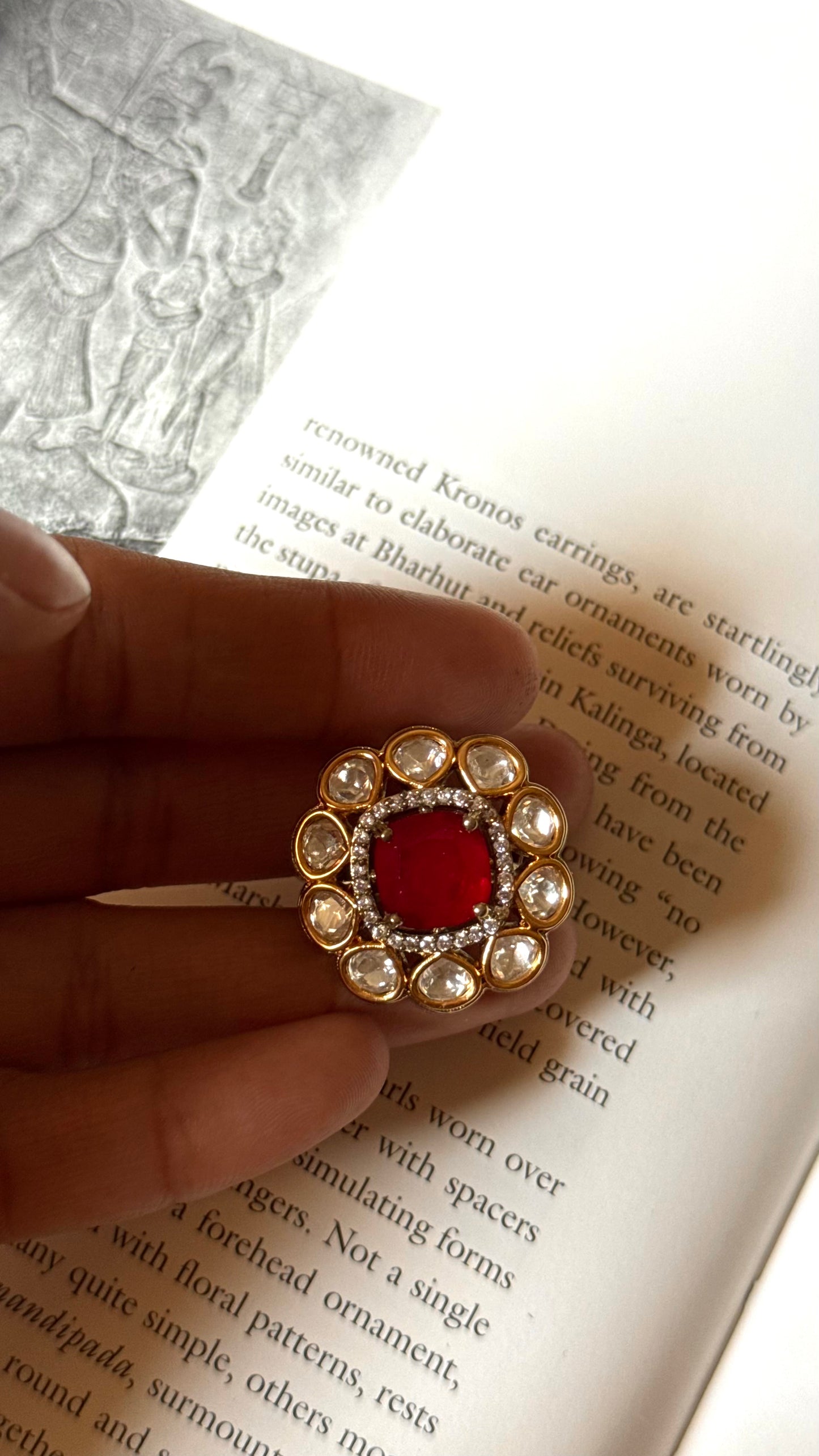 Ruby doublet real moissanite Ring