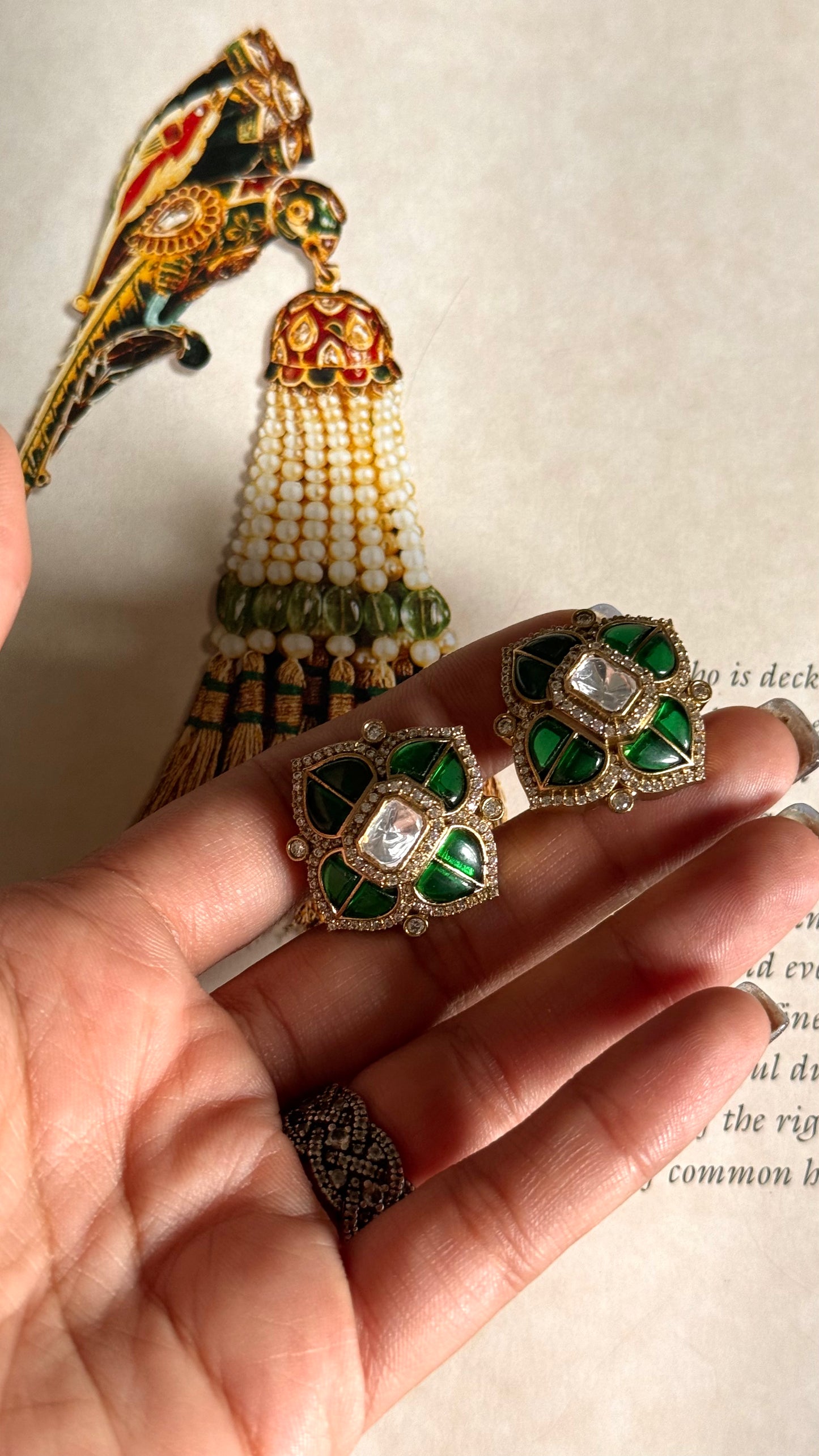 Emerald katdana moissanite studs