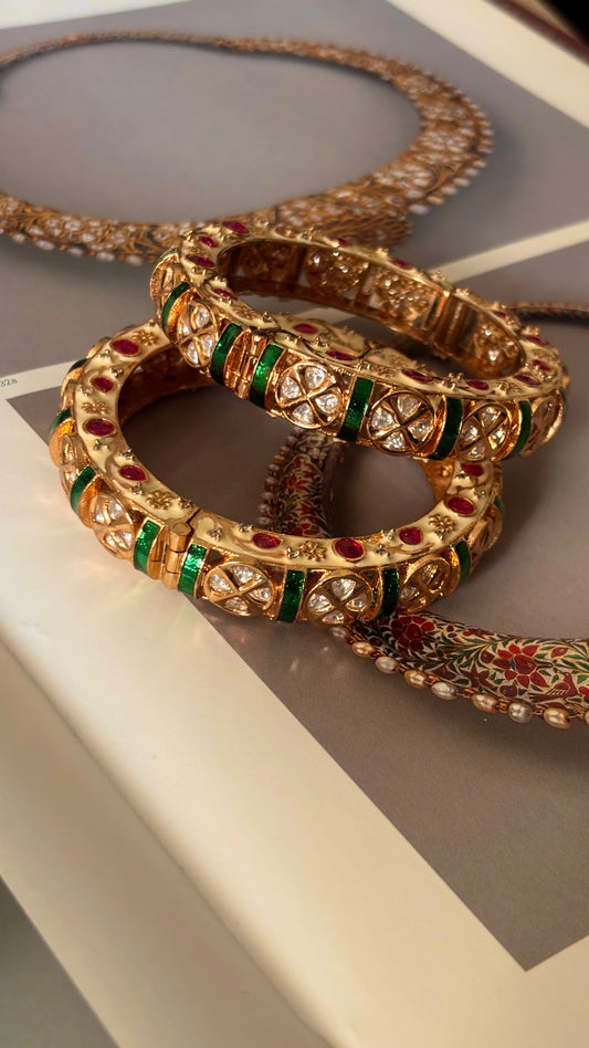 Emerald meena moissanite ruby bangles