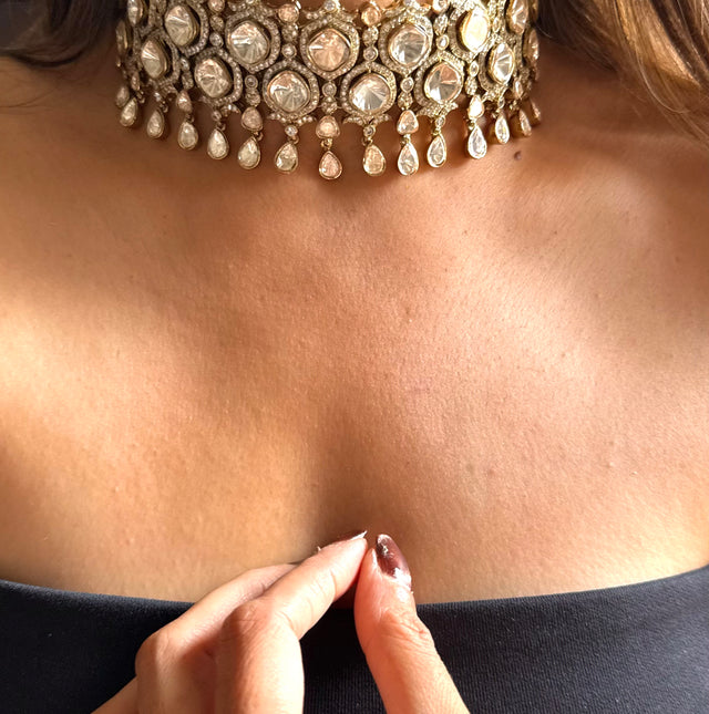 Moissanite polki choker set