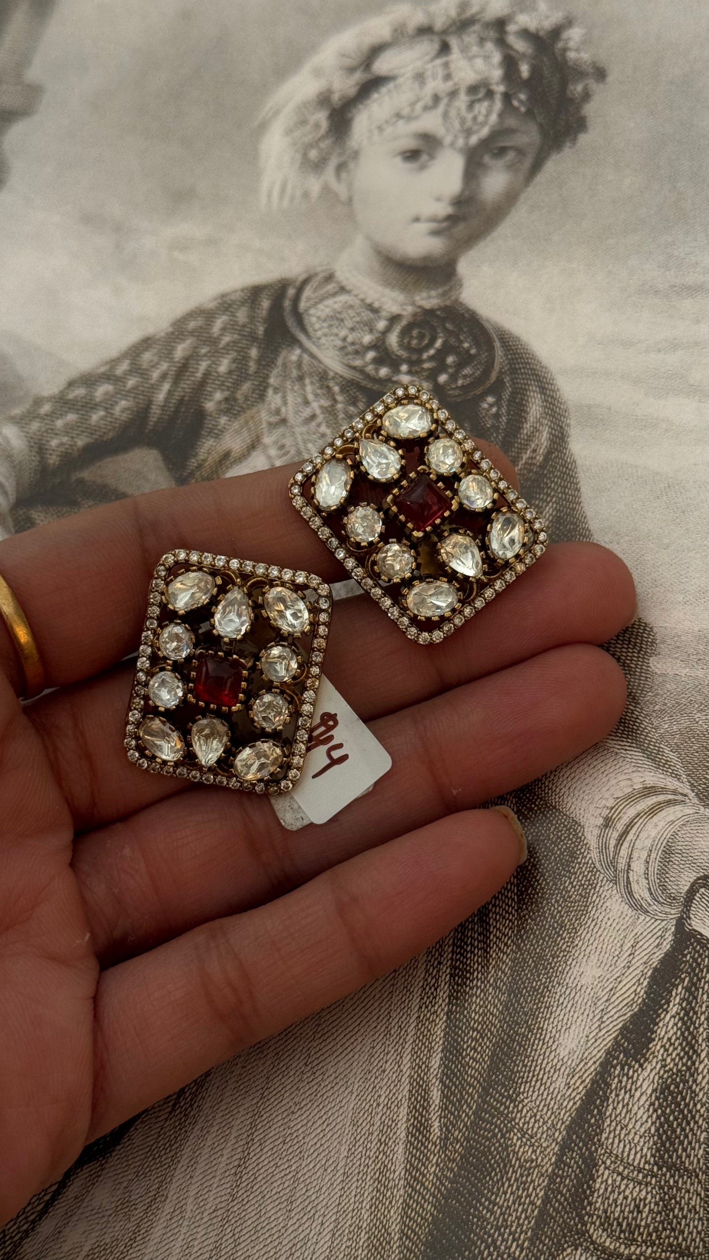 Ruby Victorian Rectangular studs