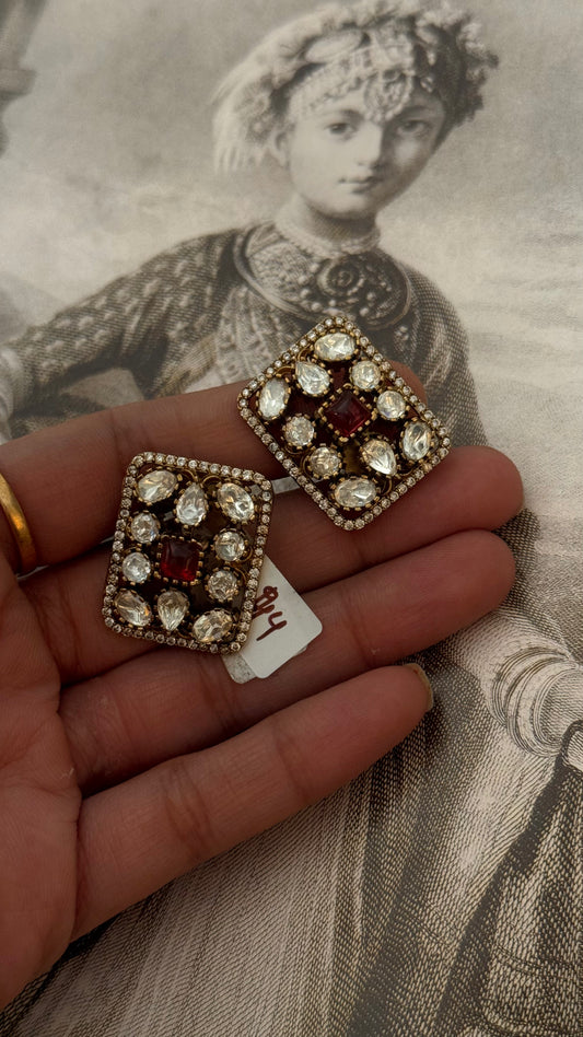 Ruby Victorian Rectangular studs