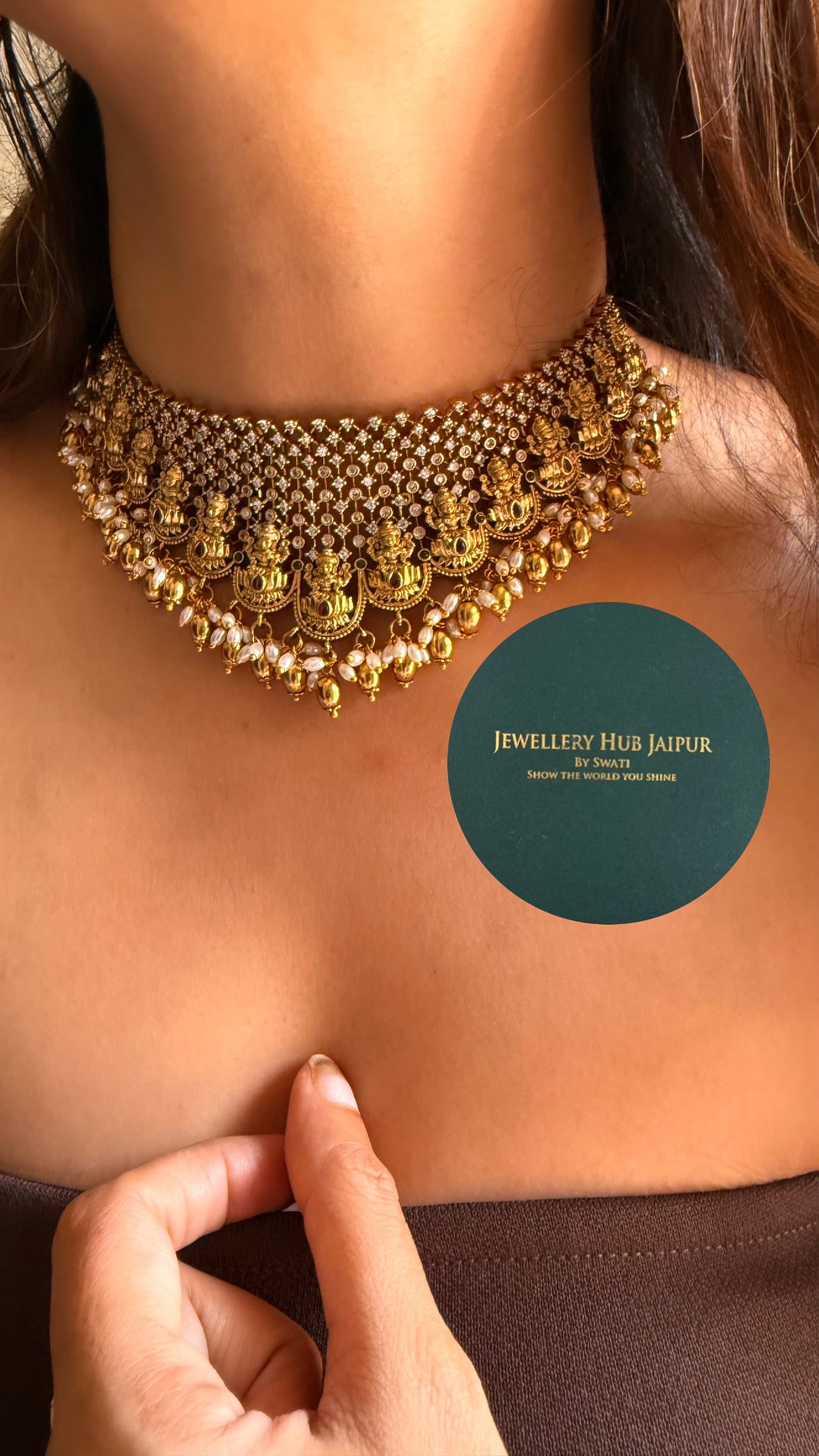 Goddess laxmi designer temple choker set