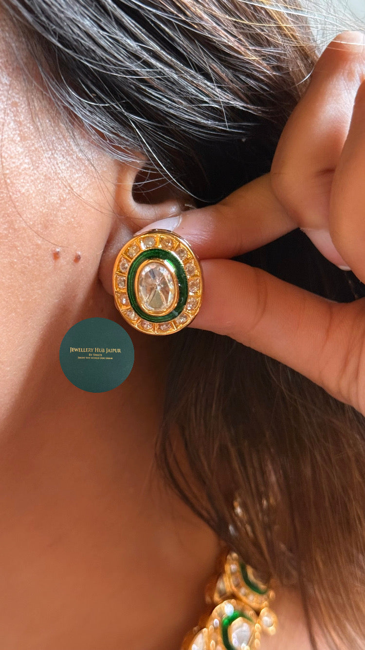 Emerald meenakari polki collar set