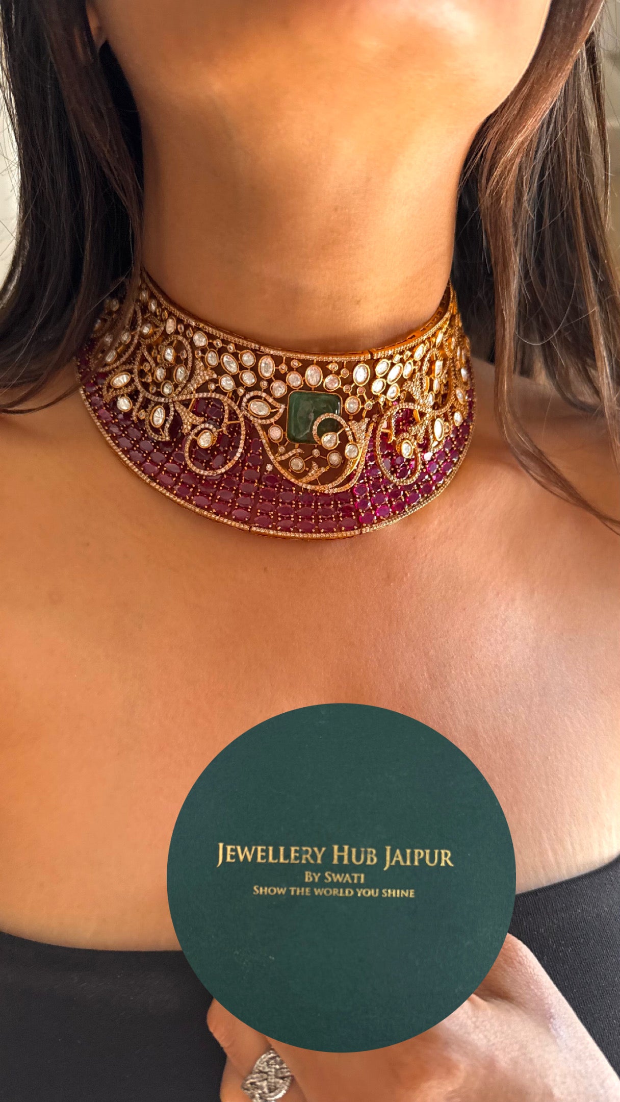 Ruby & mint bridal asia victorian necklace