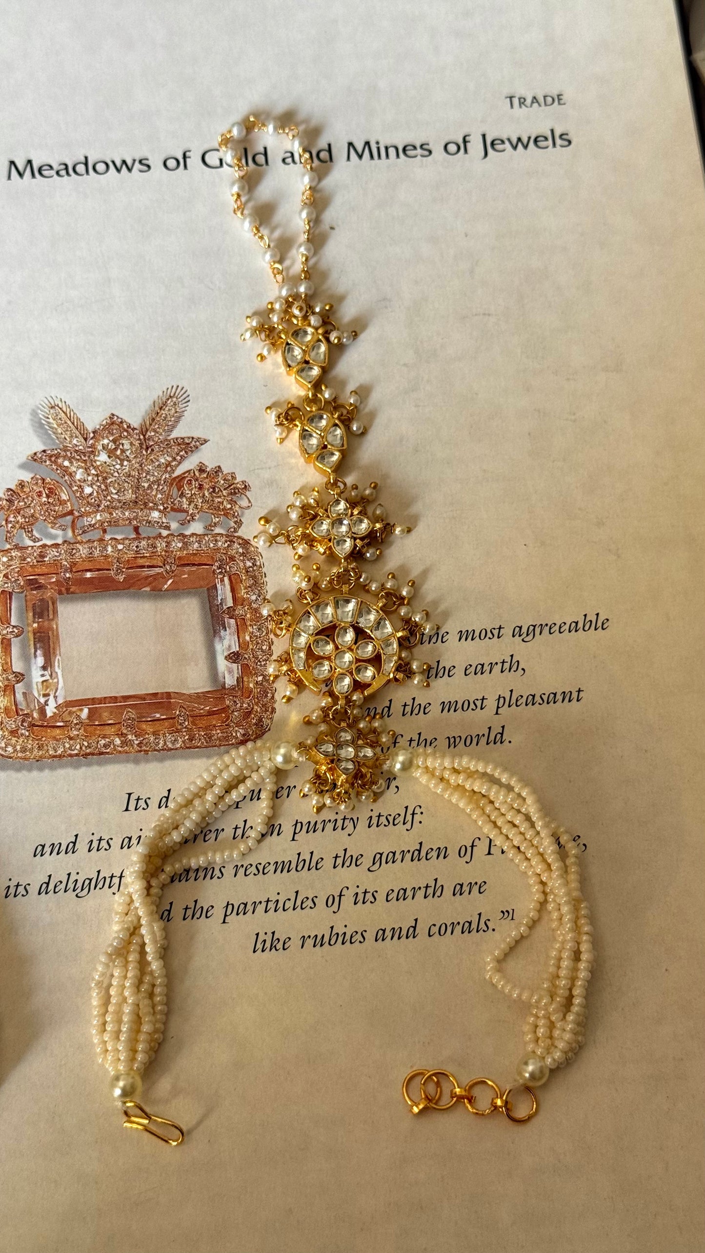 Gold plated paachi Kundan hathphool