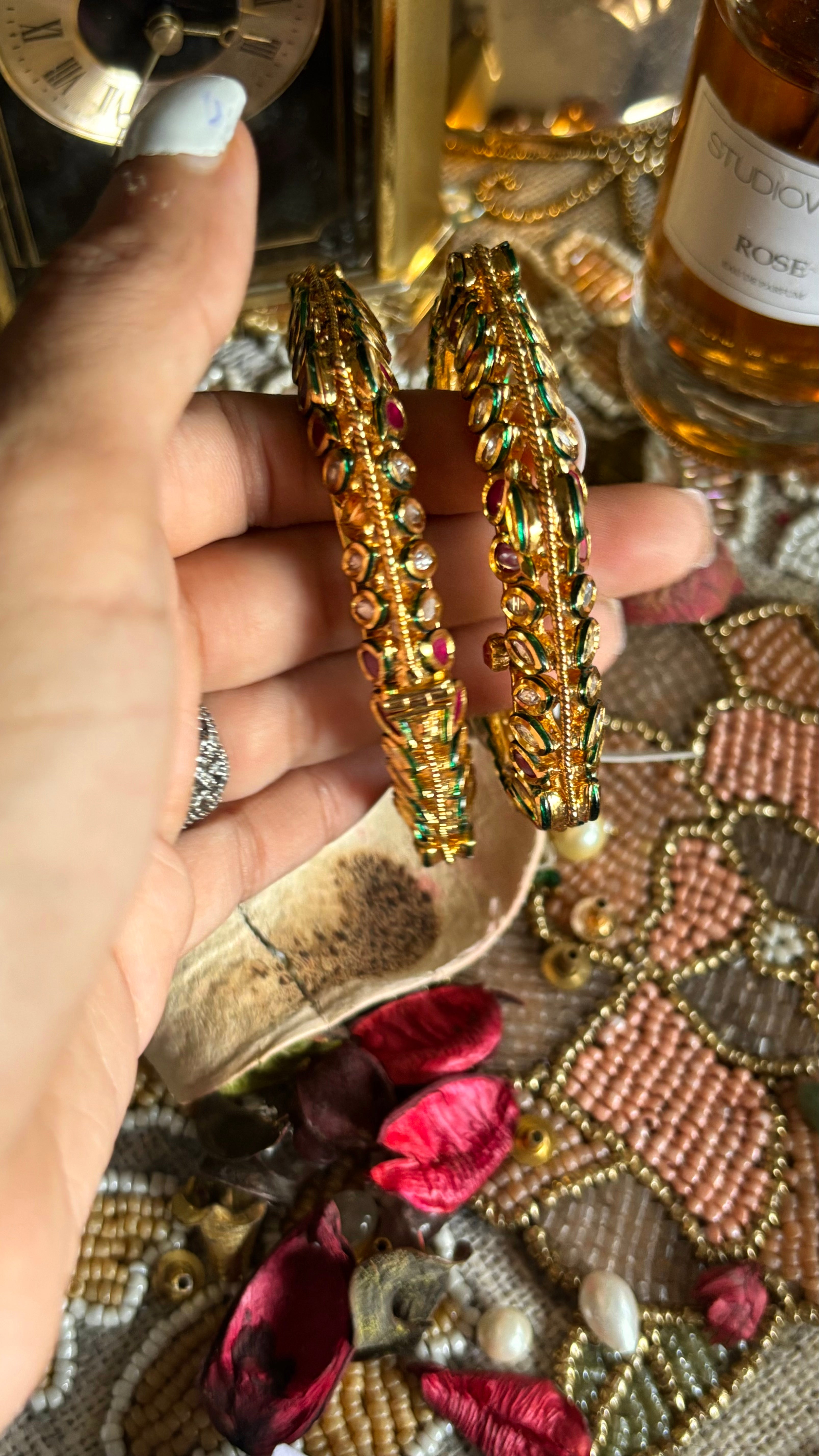 Meenakari ac kundan bangles