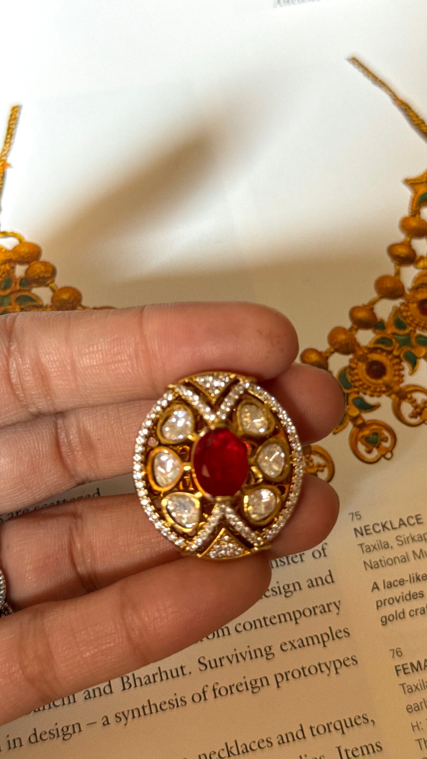 Ruby doublet peeli polki Ring