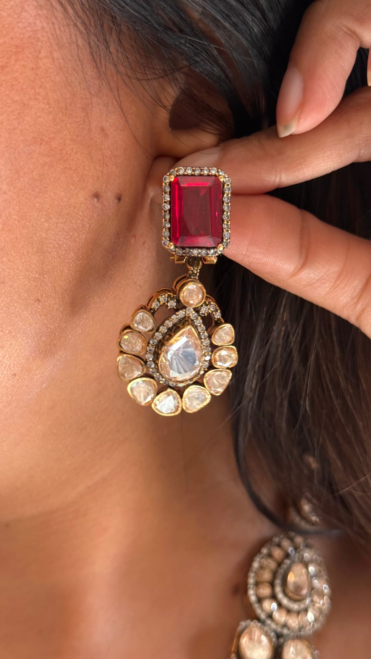 Ruby real moissanite Victorian collar Necklace