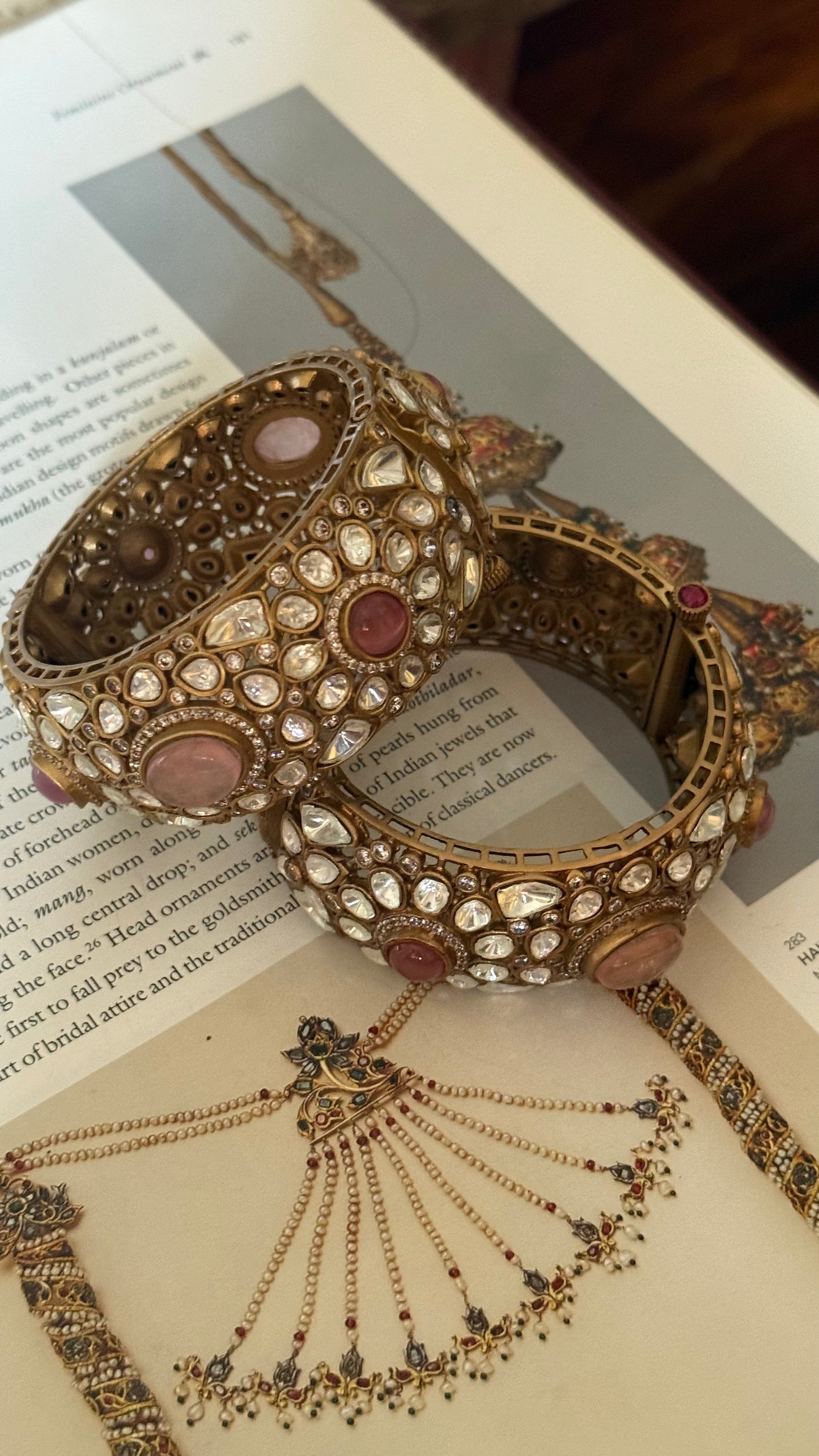 Rose quarts polki bangles