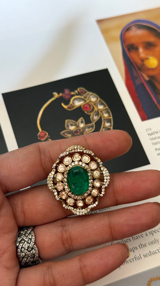 ￼ Emerald real moissanite Ring