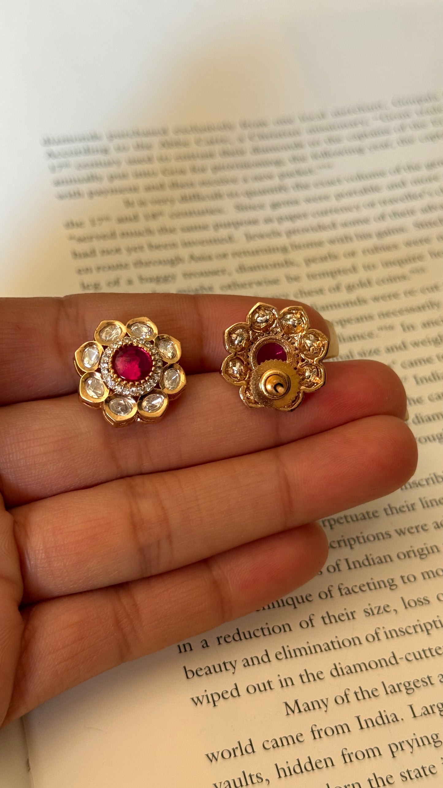 Ruby floral studs