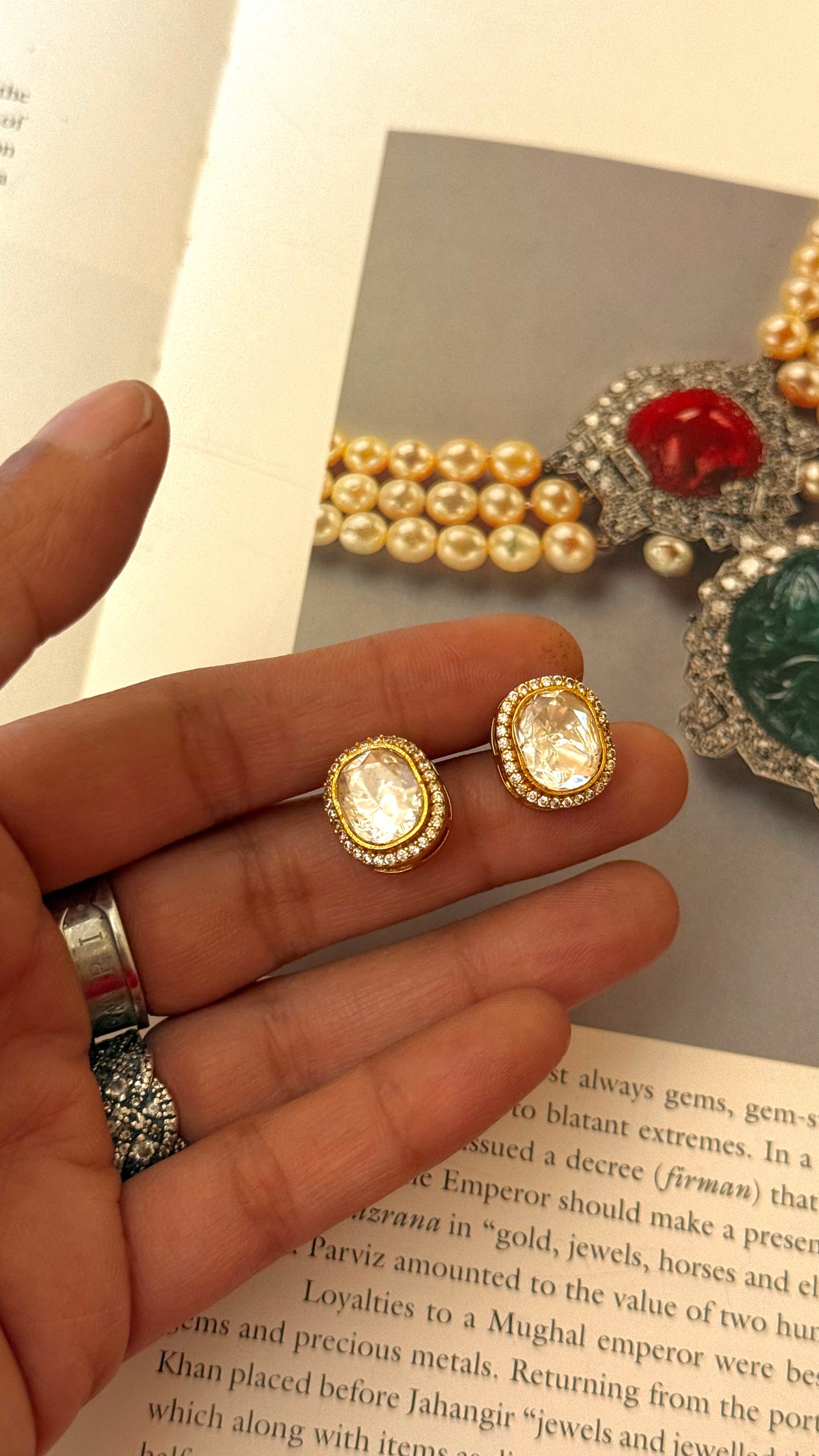 Uncut polki gold studs
