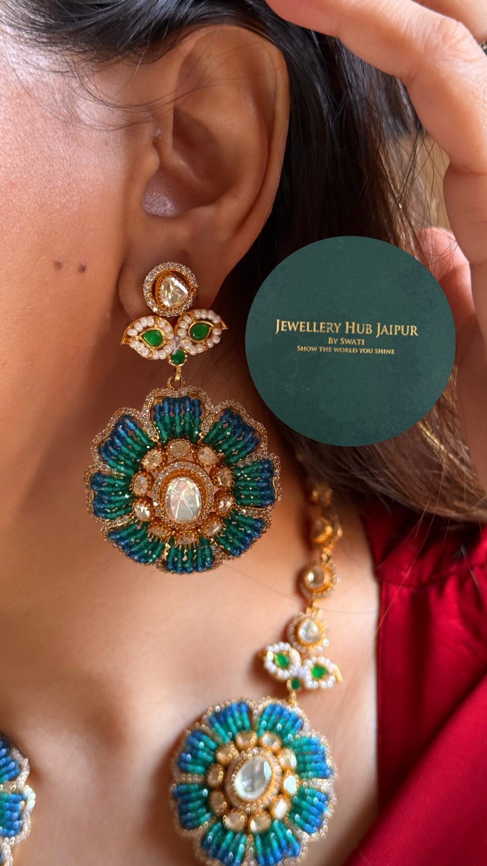 Real Moissanite Designer emerald & sapphire moissanite necklace