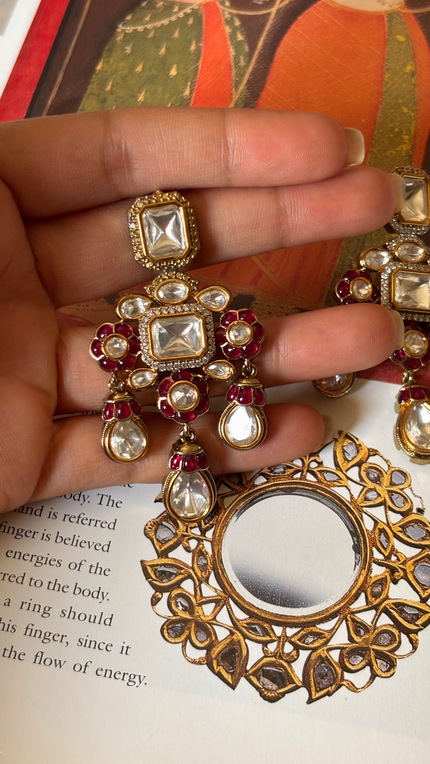 Vintage ruby Moissanite Earrings