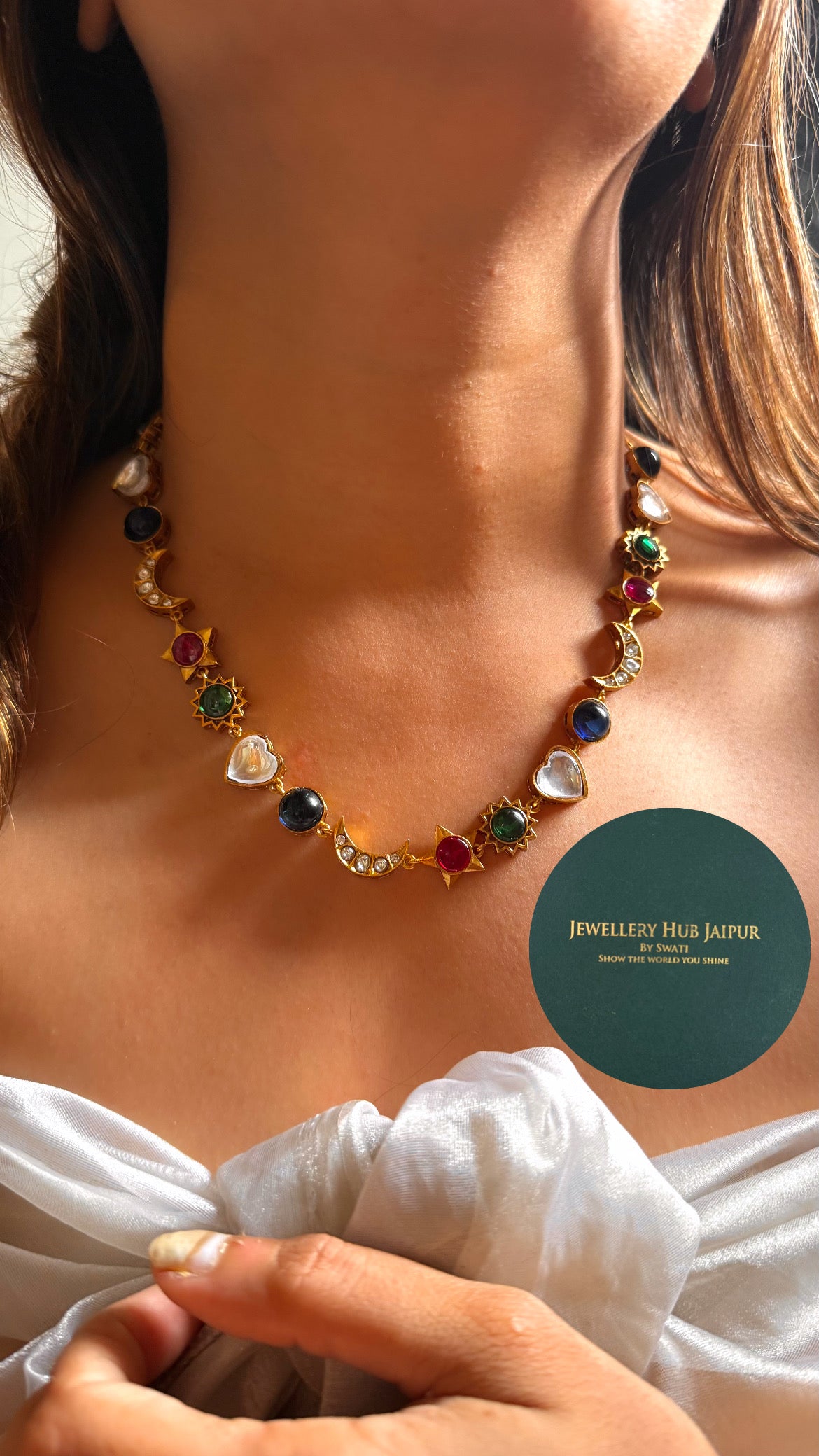 Navratna designer in stars & moon set