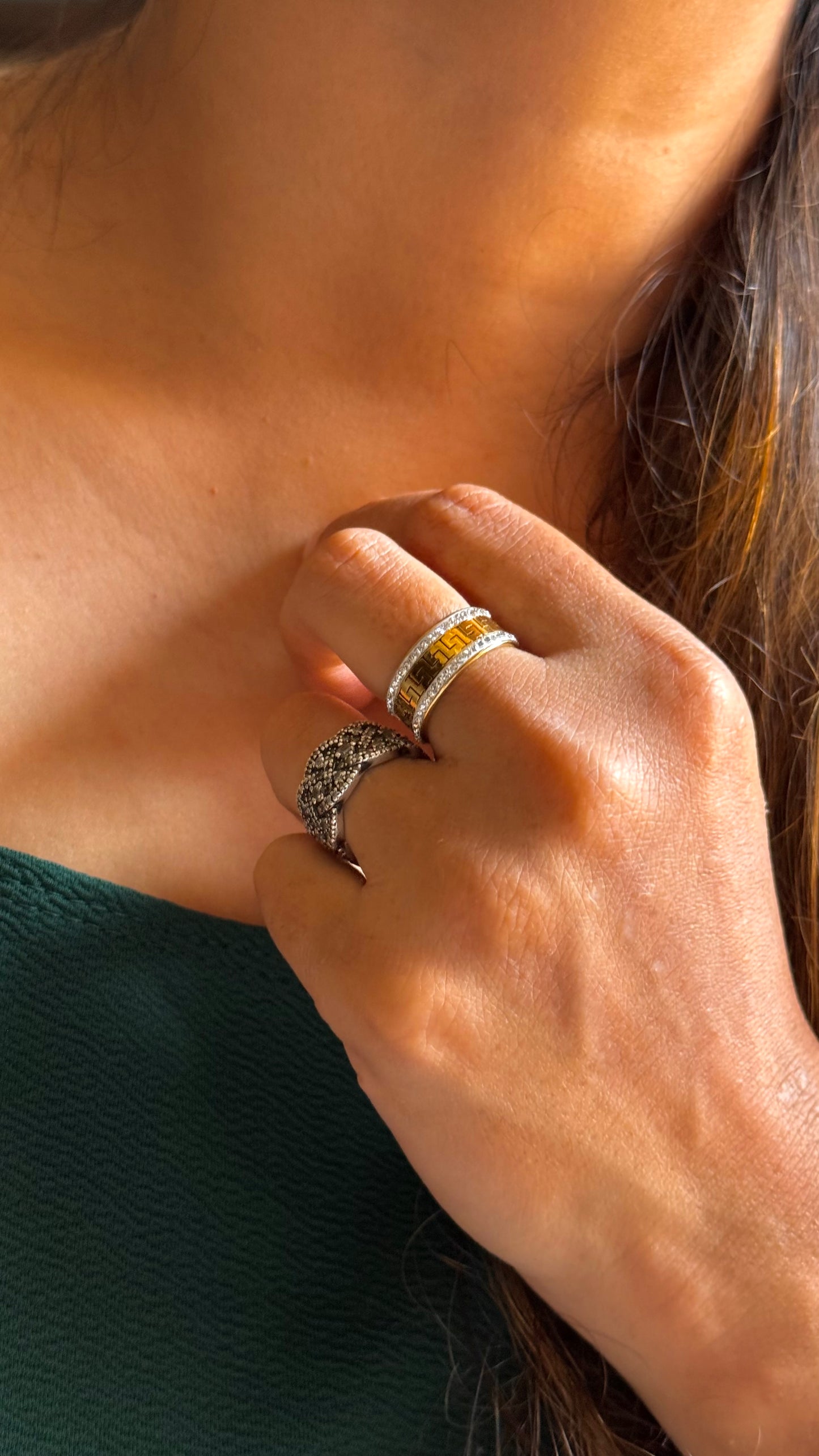 Wide Amber/Citrine Band Ring