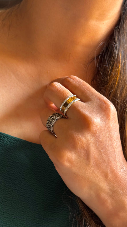 Wide Amber/Citrine Band Ring