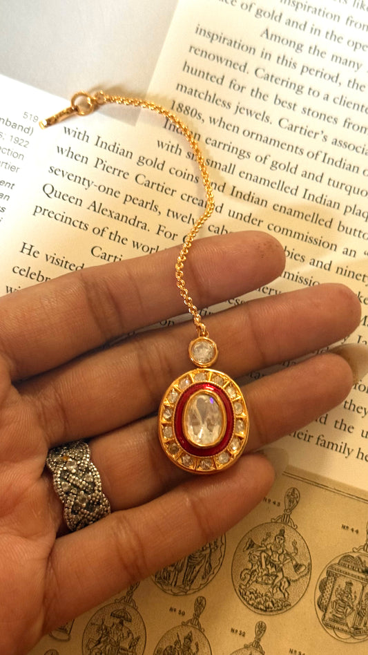Ruby meenakari polki maangtika