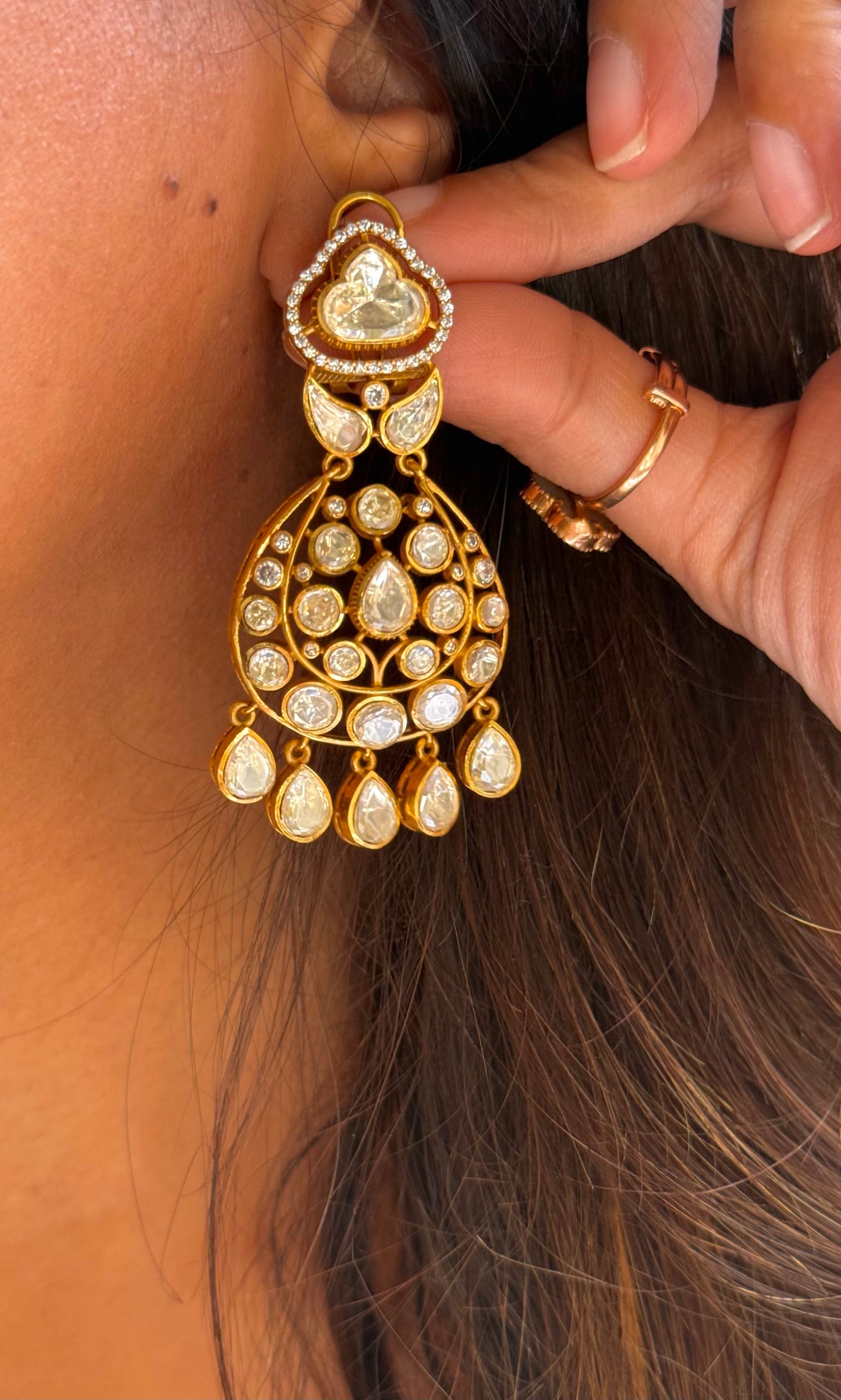Real moissanite (LV) Chandbali