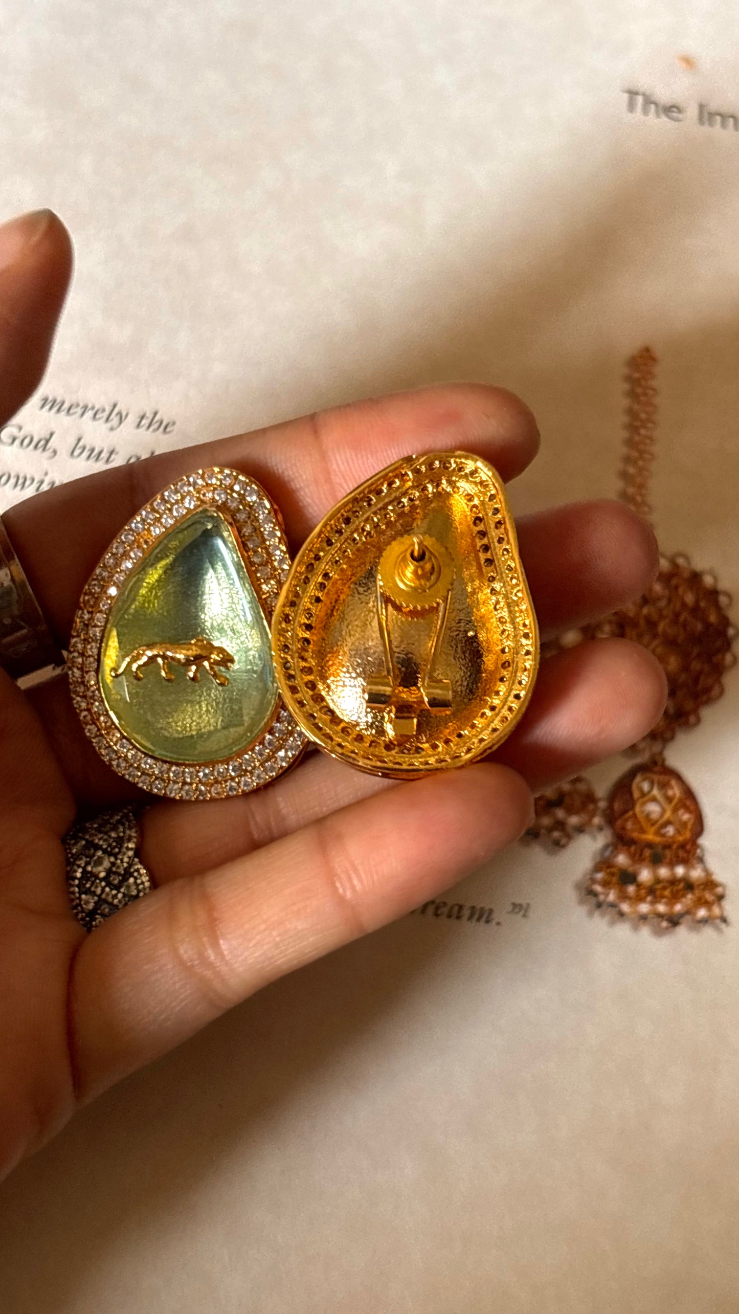 Mint designer leopard Studs