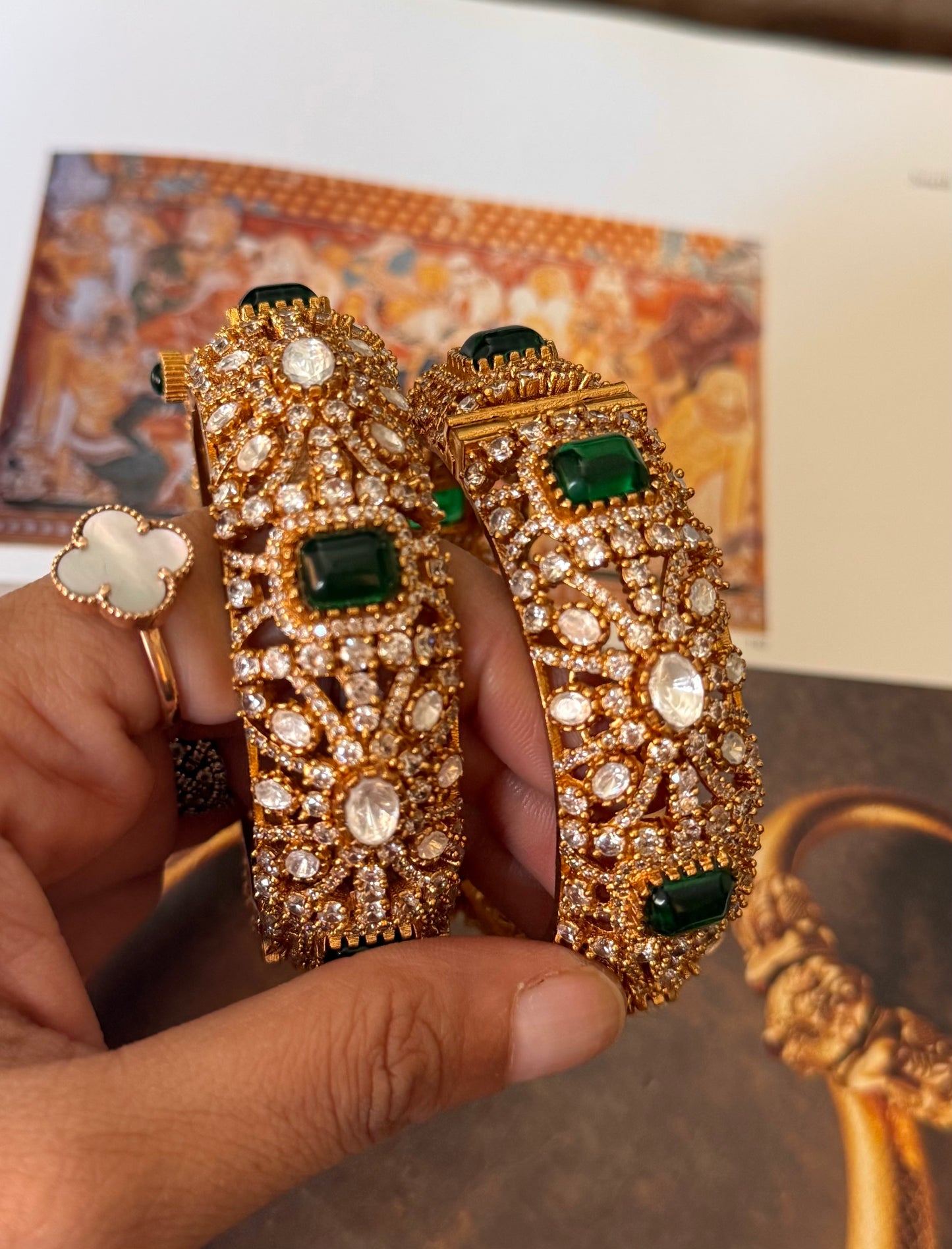 Emerald moissanite heritage bangles