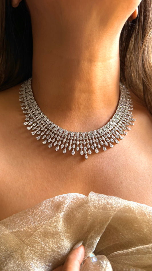 Moissanite cz diamond collar necklace