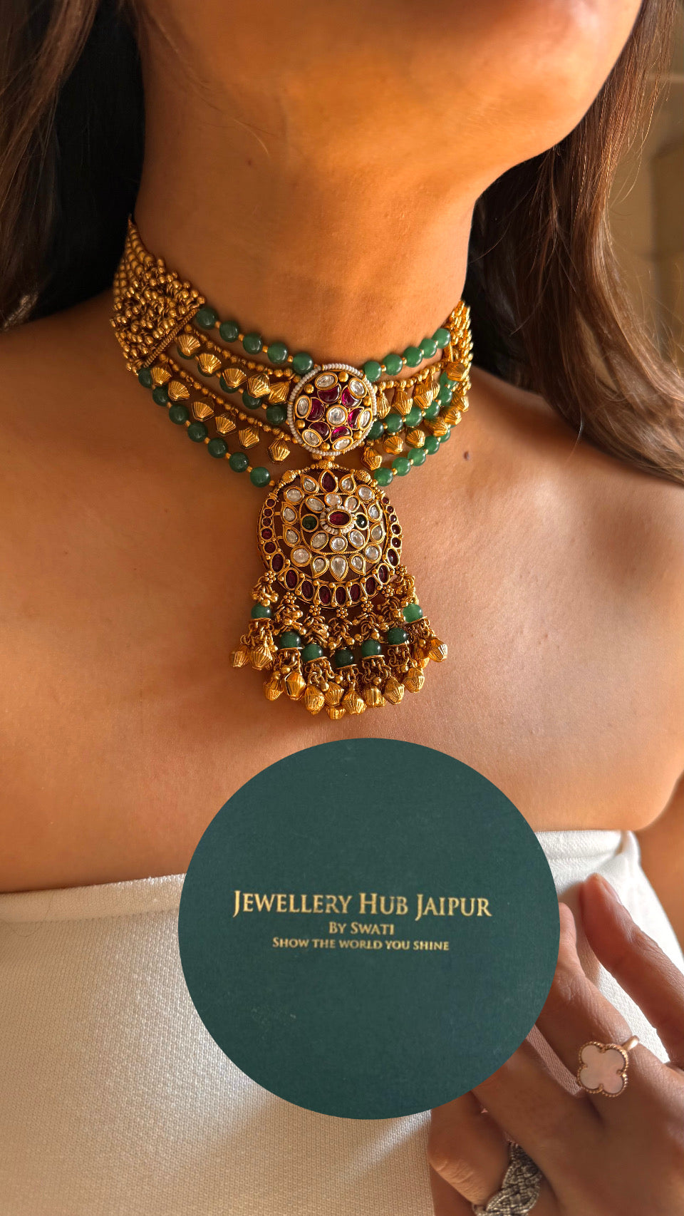 Ruby floral emerald rajwada Necklace