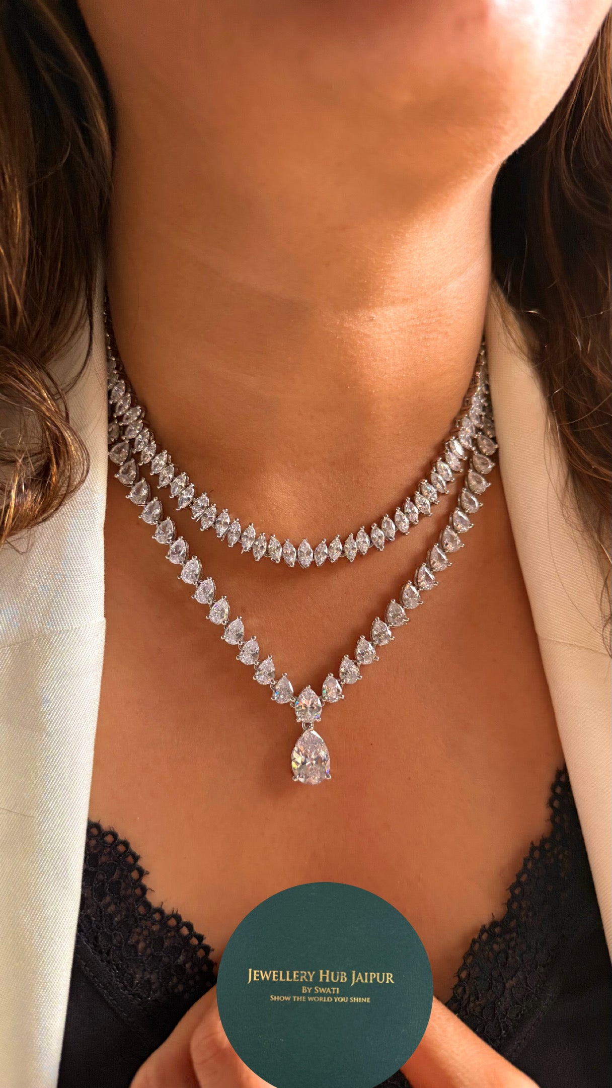 Dual line cz diamond necklace