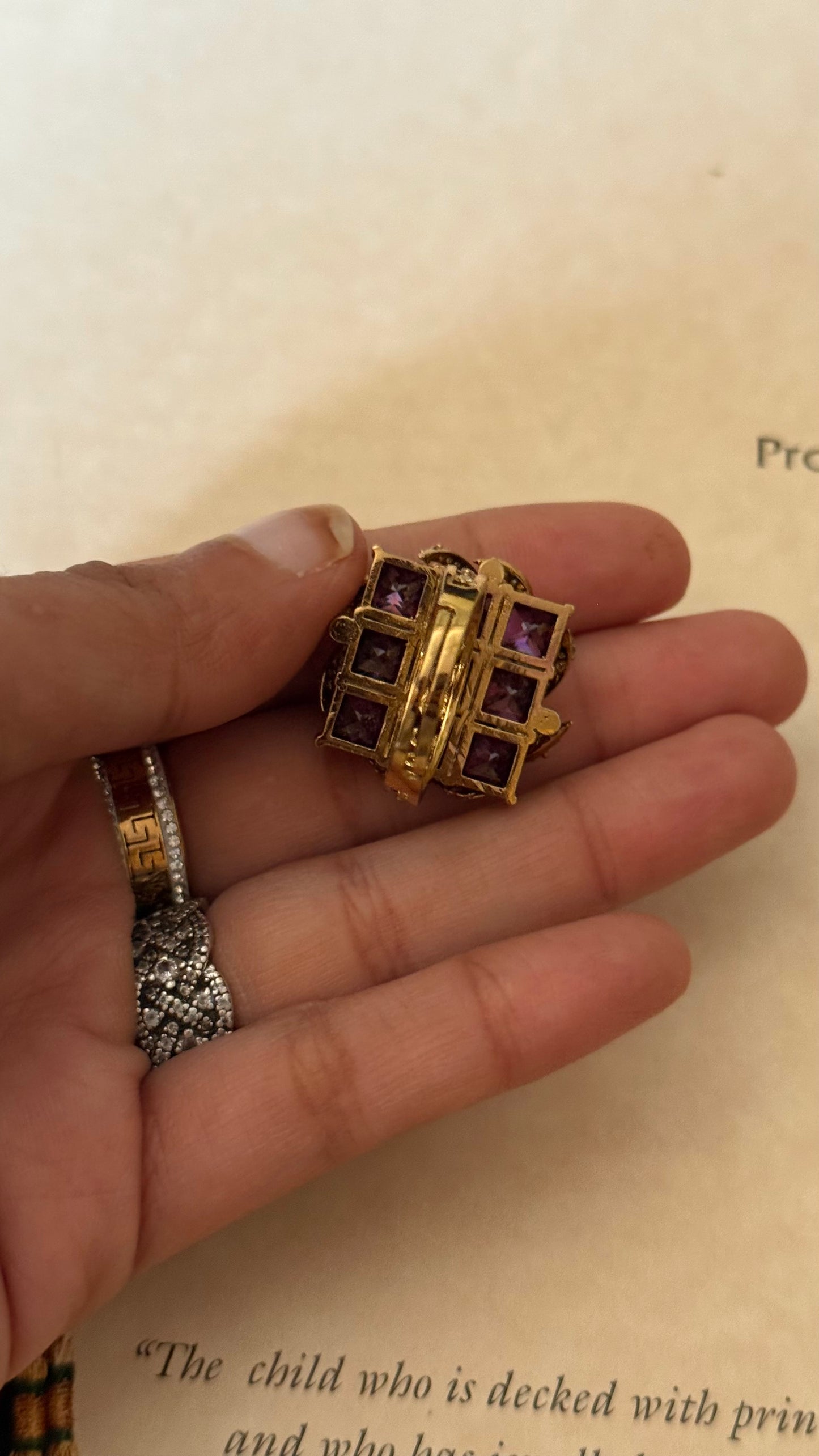 Tanzanite moissanite designer adjustable ring