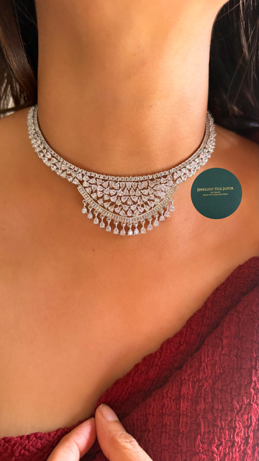 Cz diamond minimal collar necklace