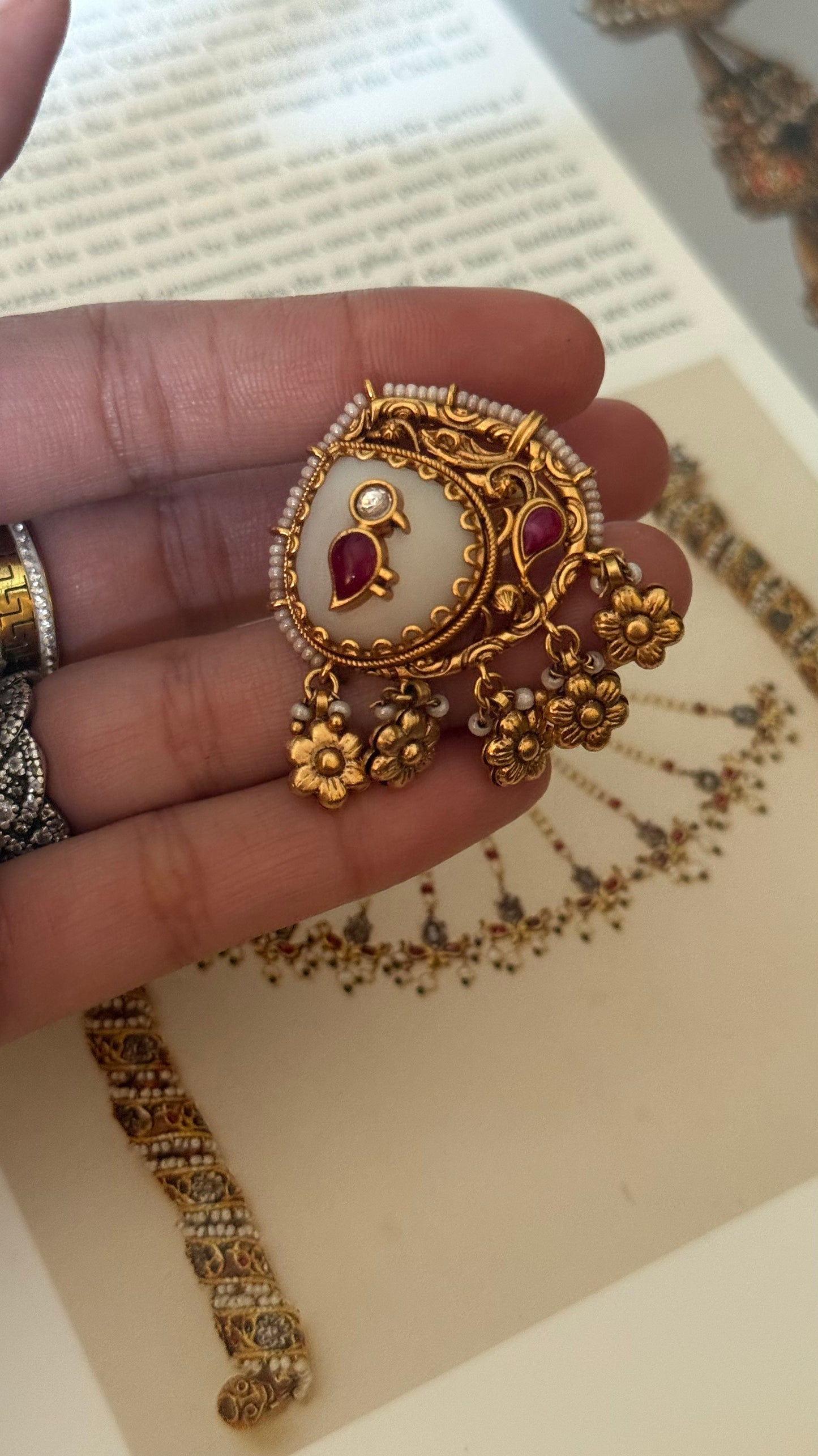 Peacock inspired floral rajwada ring