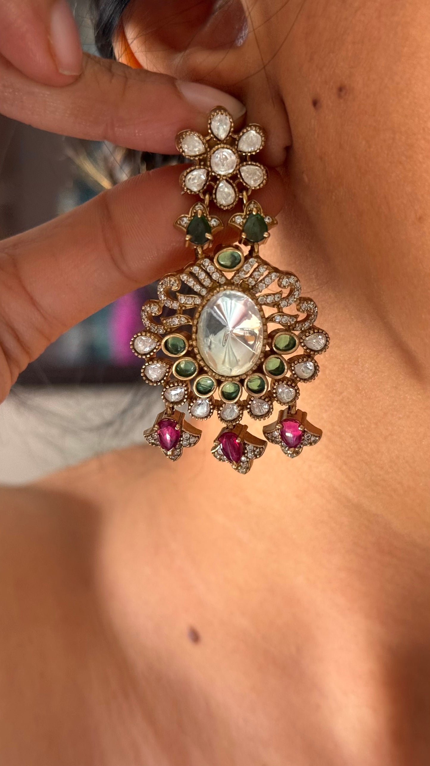 Ruby & emerald floral designer choker