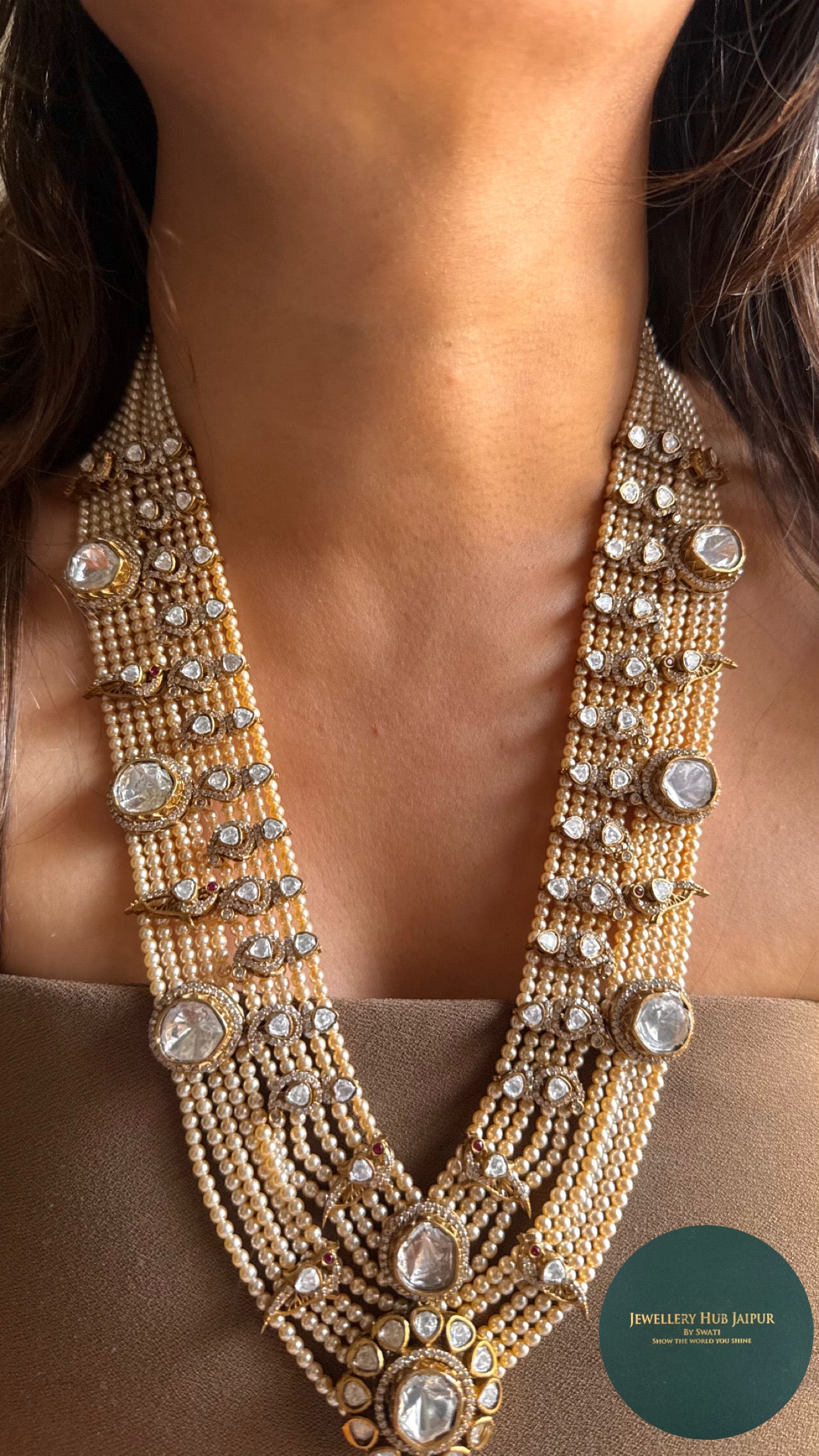 unisex uncut polki mala with earrings Necklace