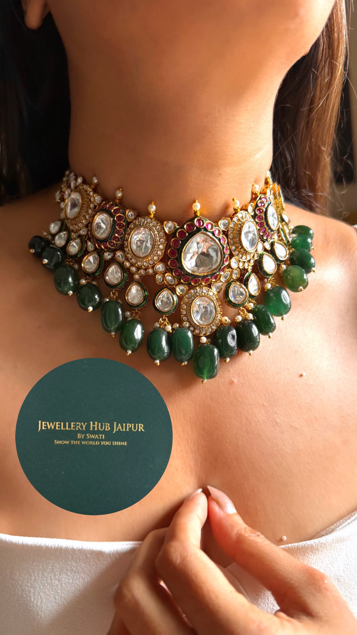 Yatika Emerald meenakari & ruby polki choker
