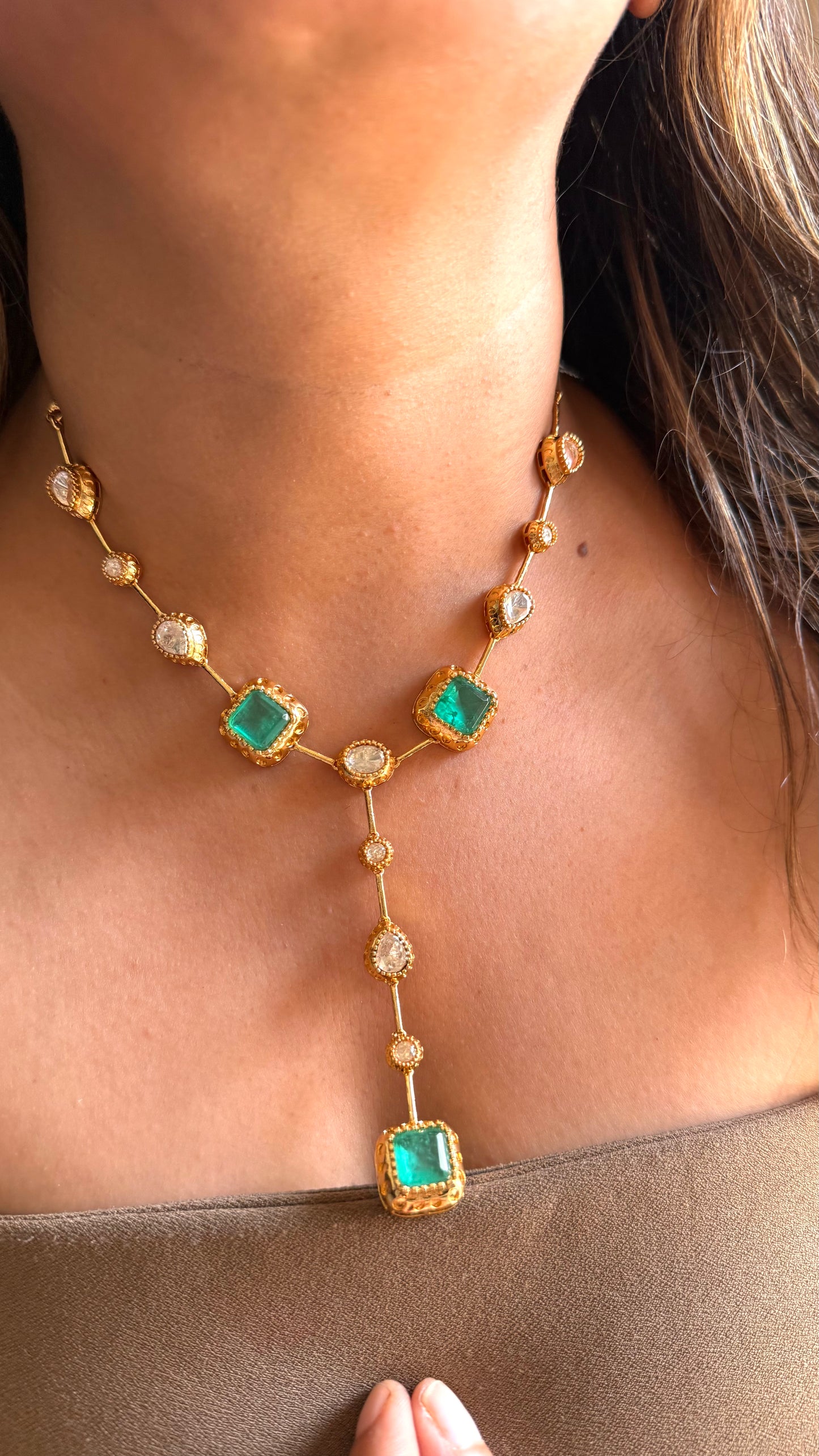 Mint cocktail Polki Necklace